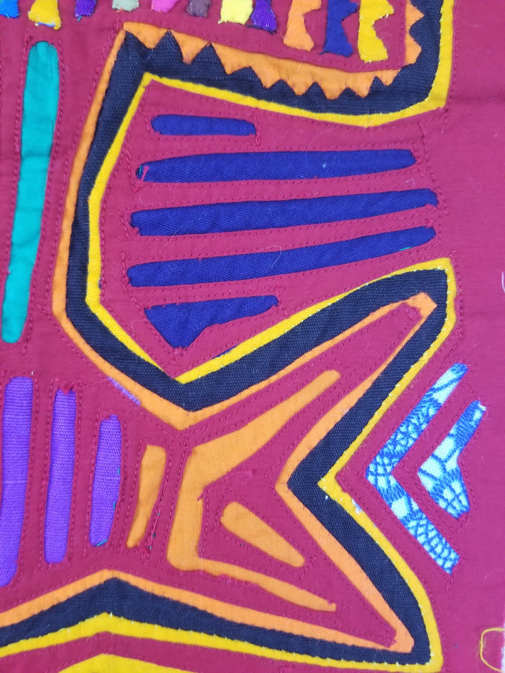 Vintage Traditional Kuna Mola Applique Work Folk Art Panel 54x40cm
