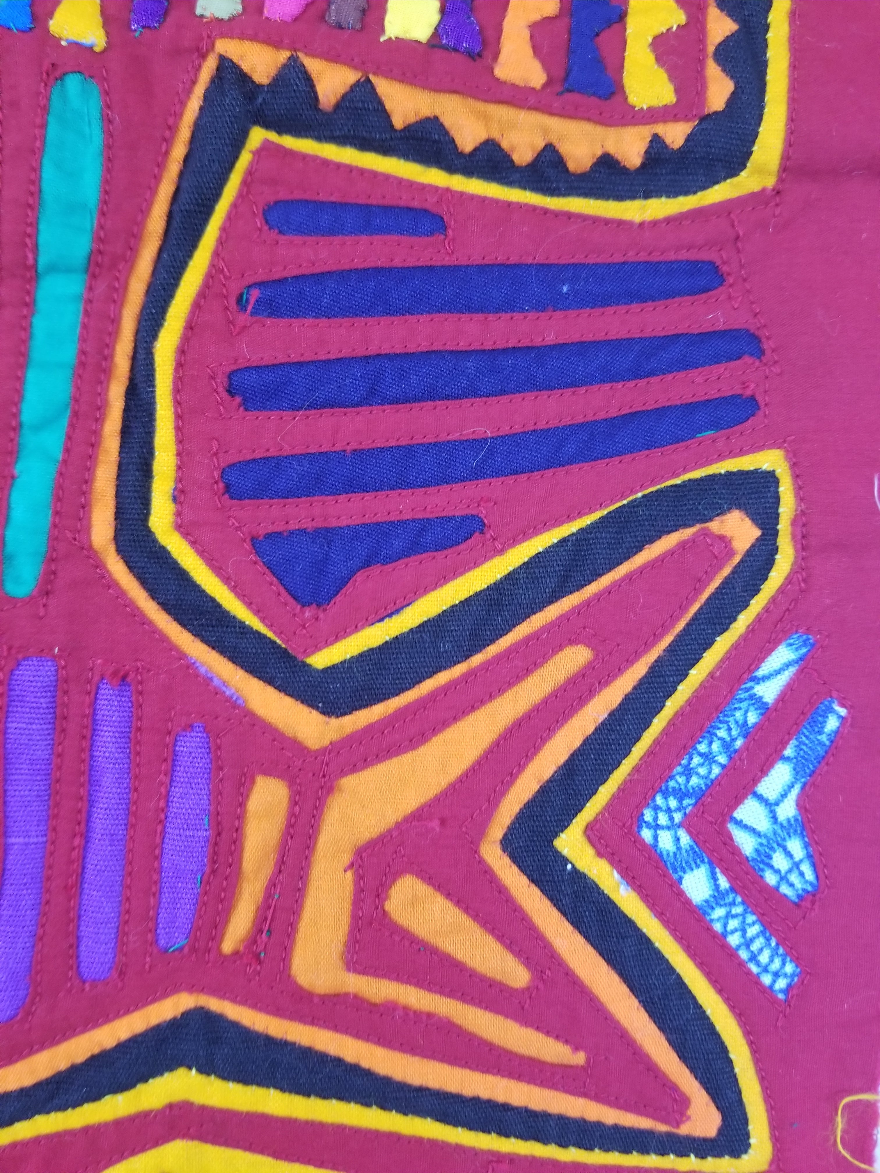 Vintage Traditional Kuna Mola Applique Work Folk Art Panel 54x40cm