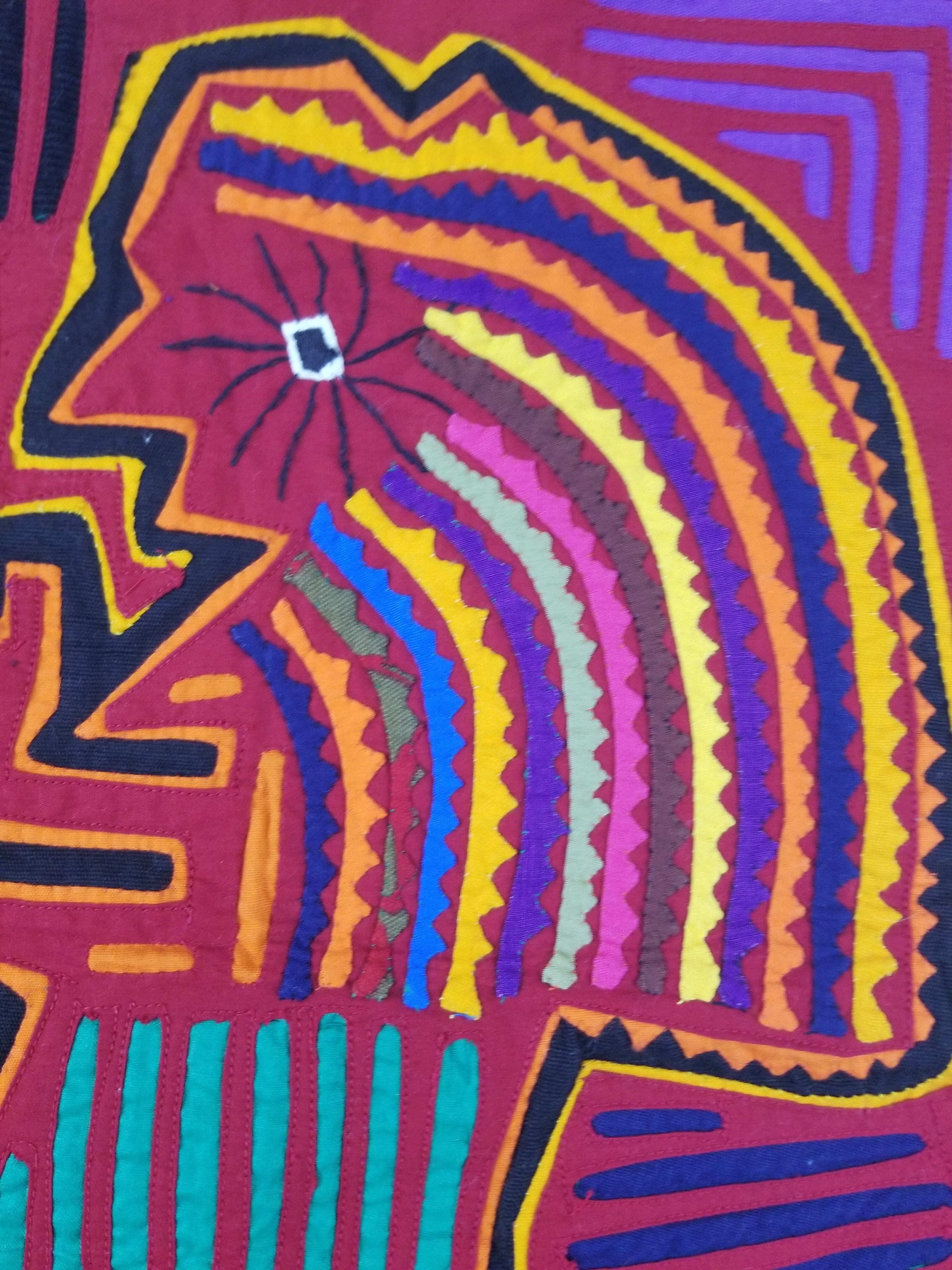 Vintage Traditional Kuna Mola Applique Work Folk Art Panel 54x40cm