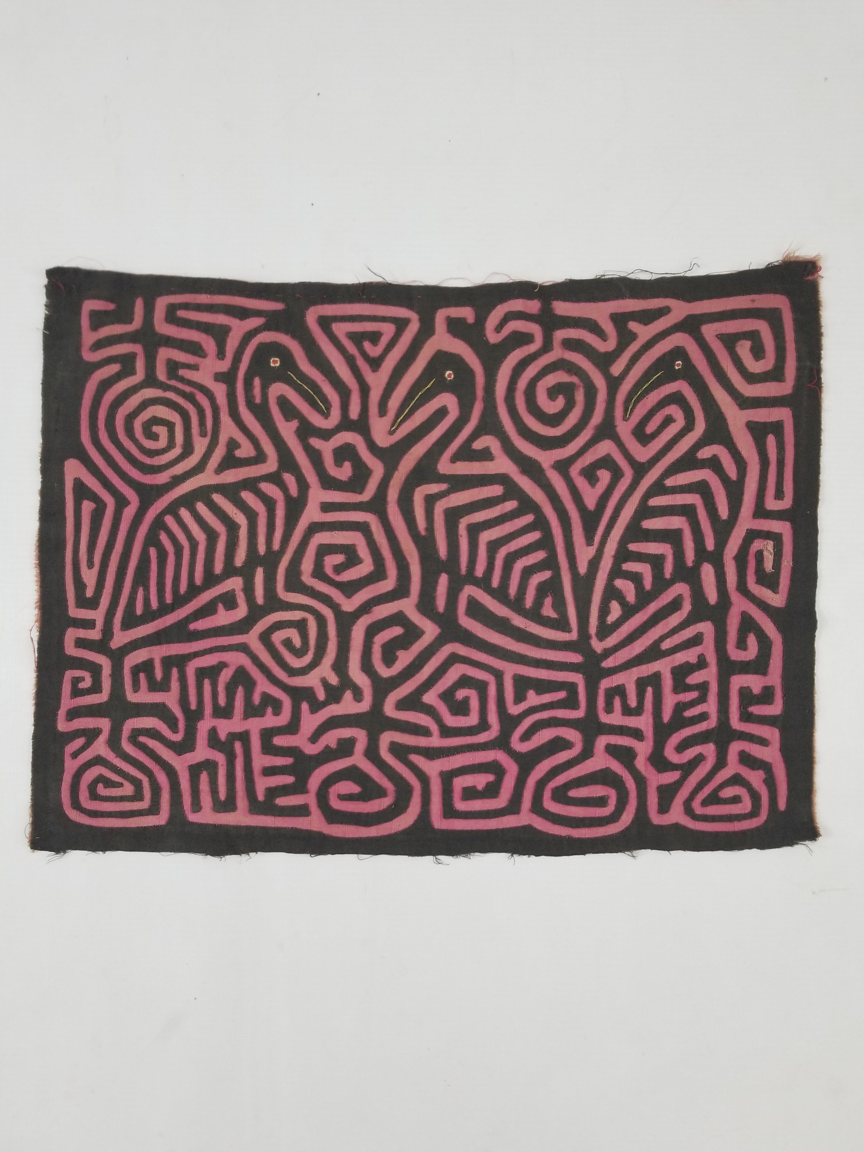 Vintage Traditional Kuna Mola Applique Work Folk Art Panel 46x33cm