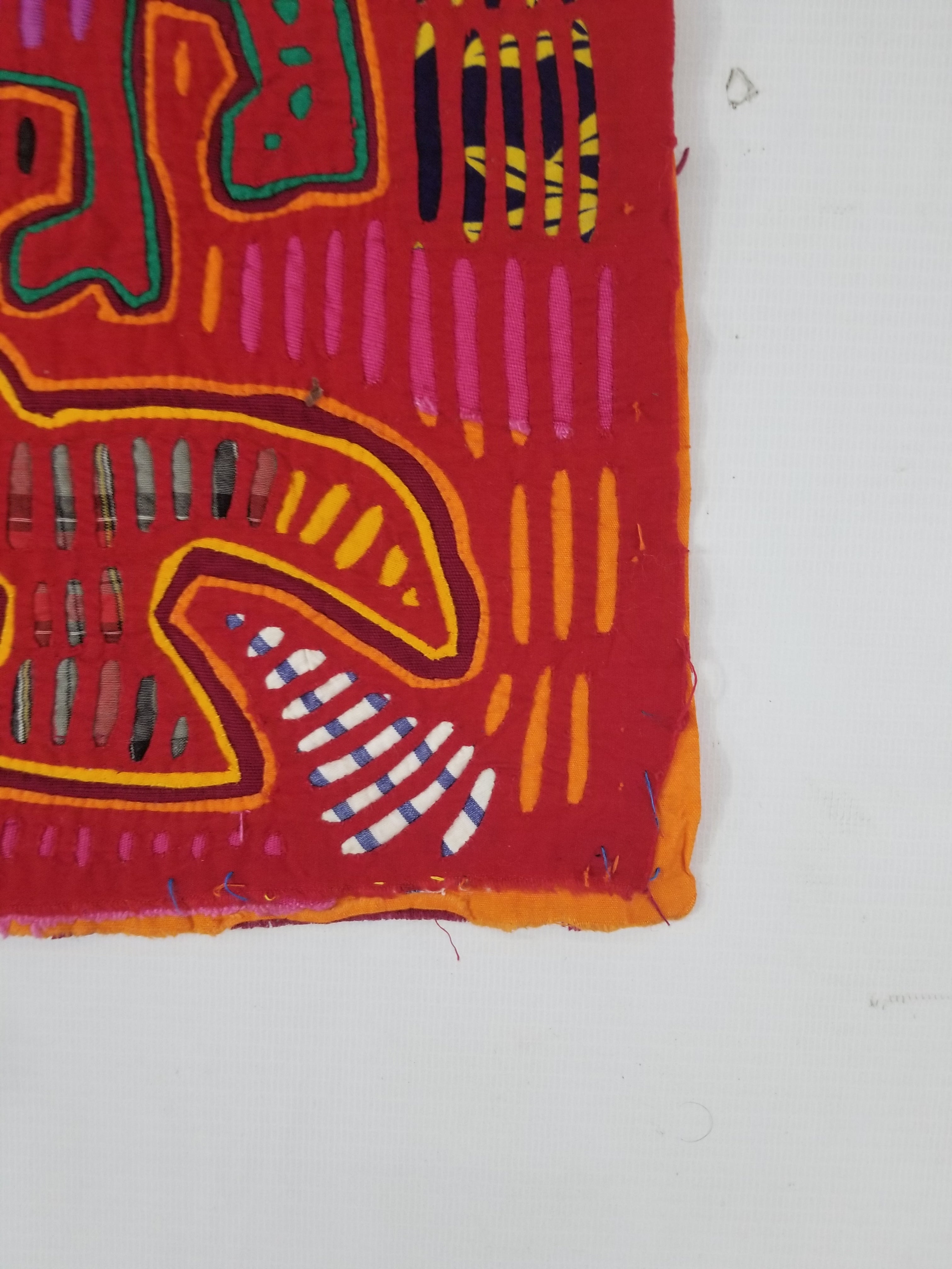 Vintage Traditional Kuna Mola Applique Work Folk Art Panel 52x40cm