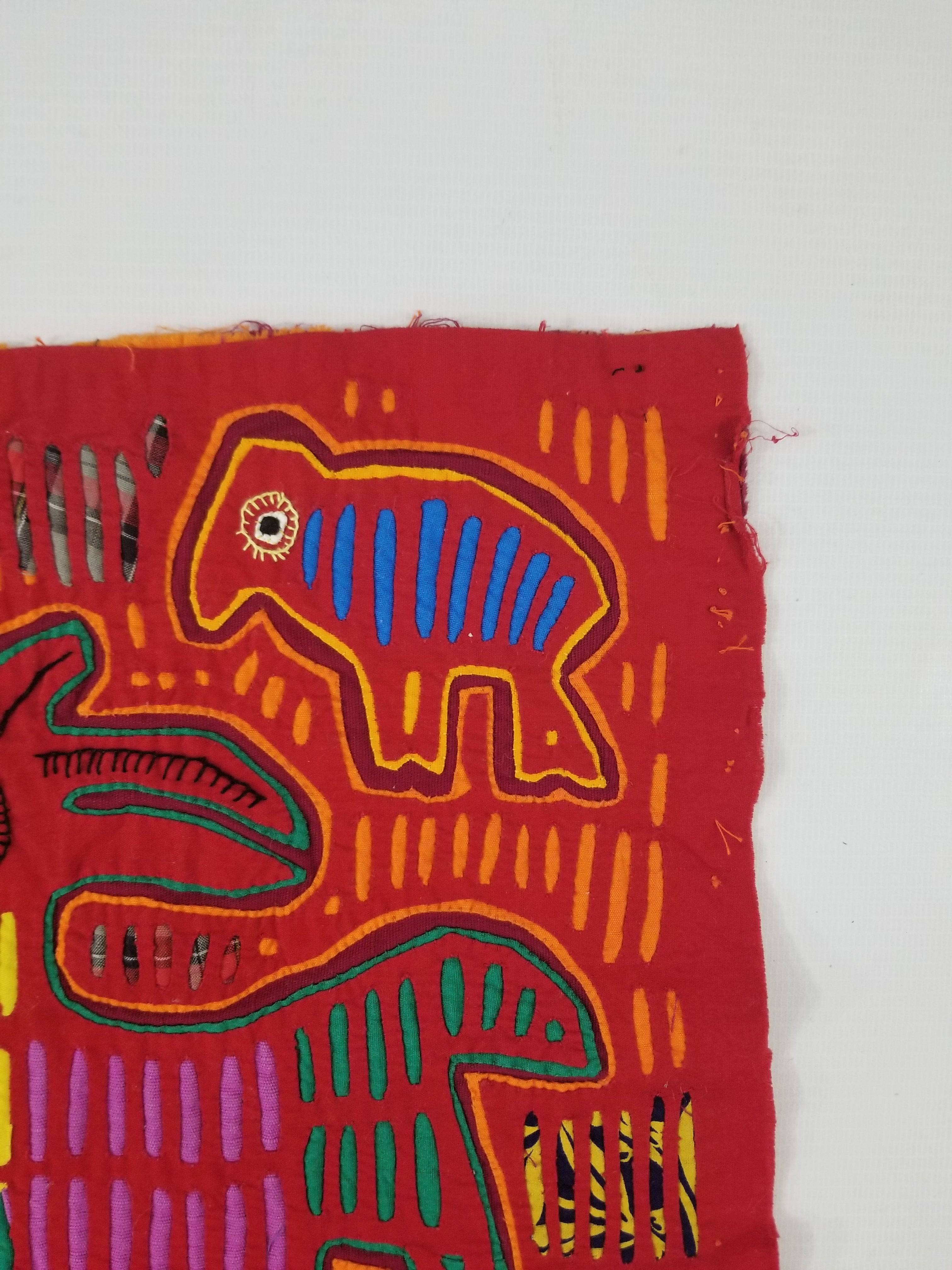 Vintage Traditional Kuna Mola Applique Work Folk Art Panel 52x40cm