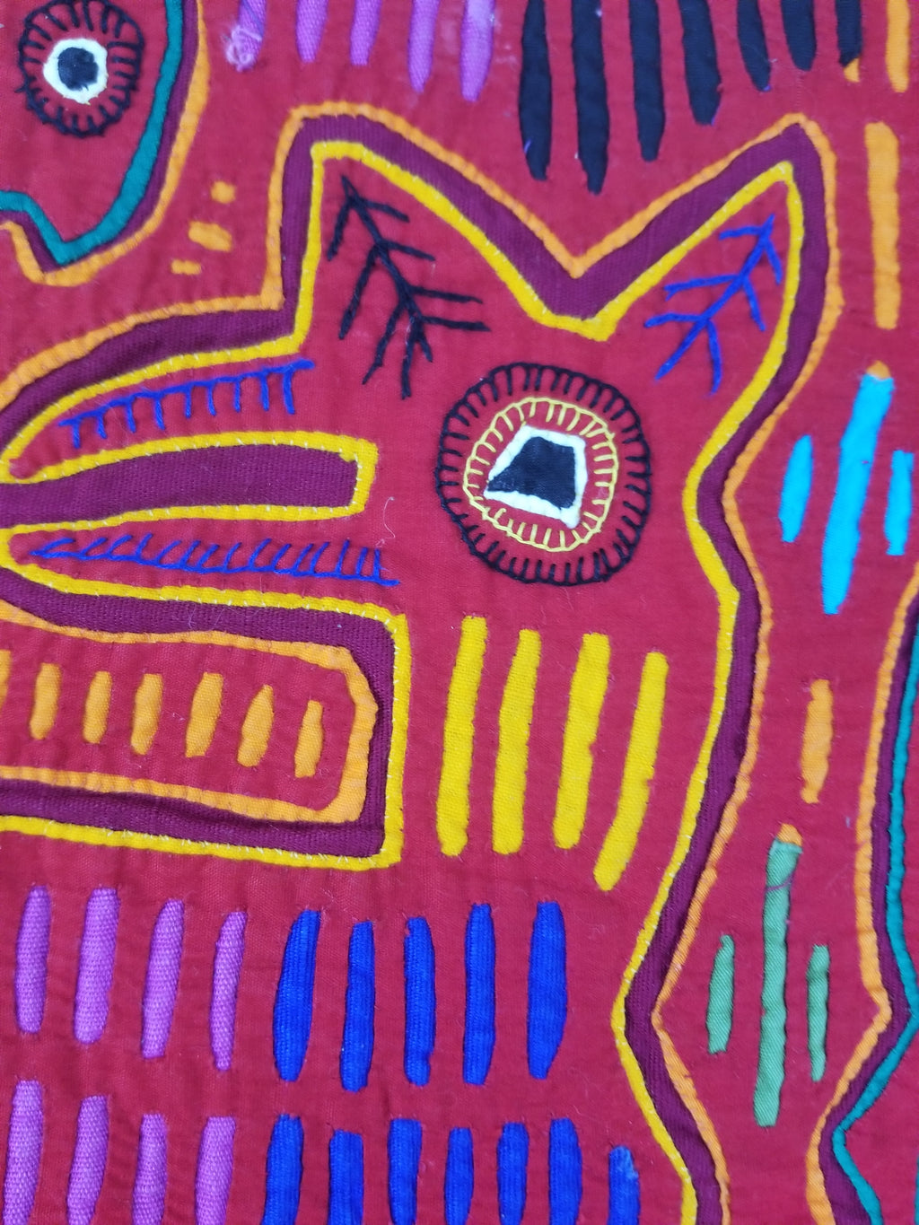 Vintage Traditional Kuna Mola Applique Work Folk Art Panel 52x40cm