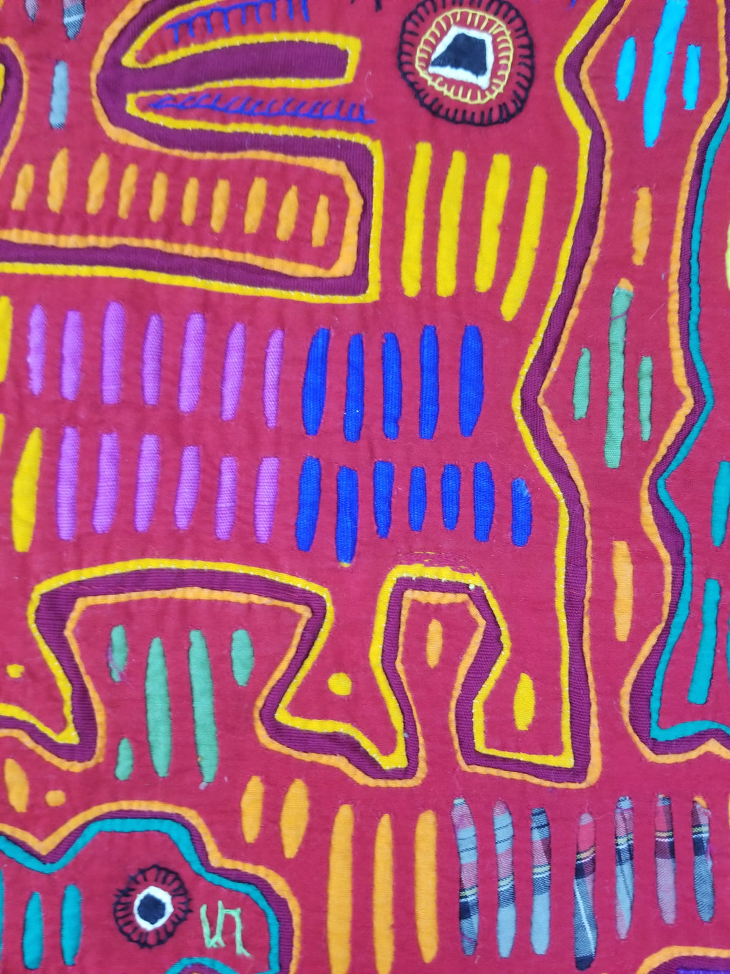 Vintage Traditional Kuna Mola Applique Work Folk Art Panel 52x40cm
