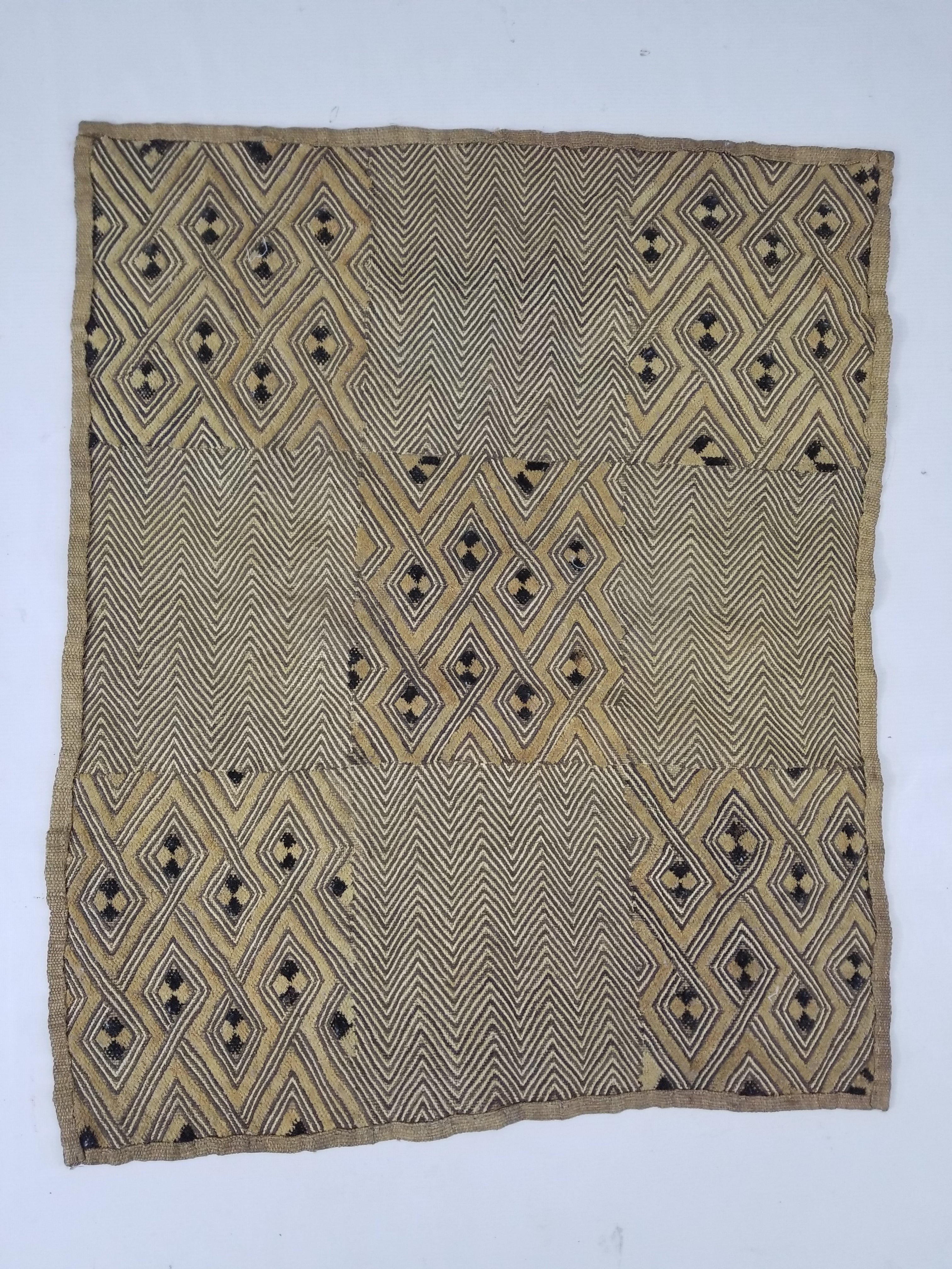 Antique African Handwoven Shoowa Cut-Pile Velvet Panel 79x63cm