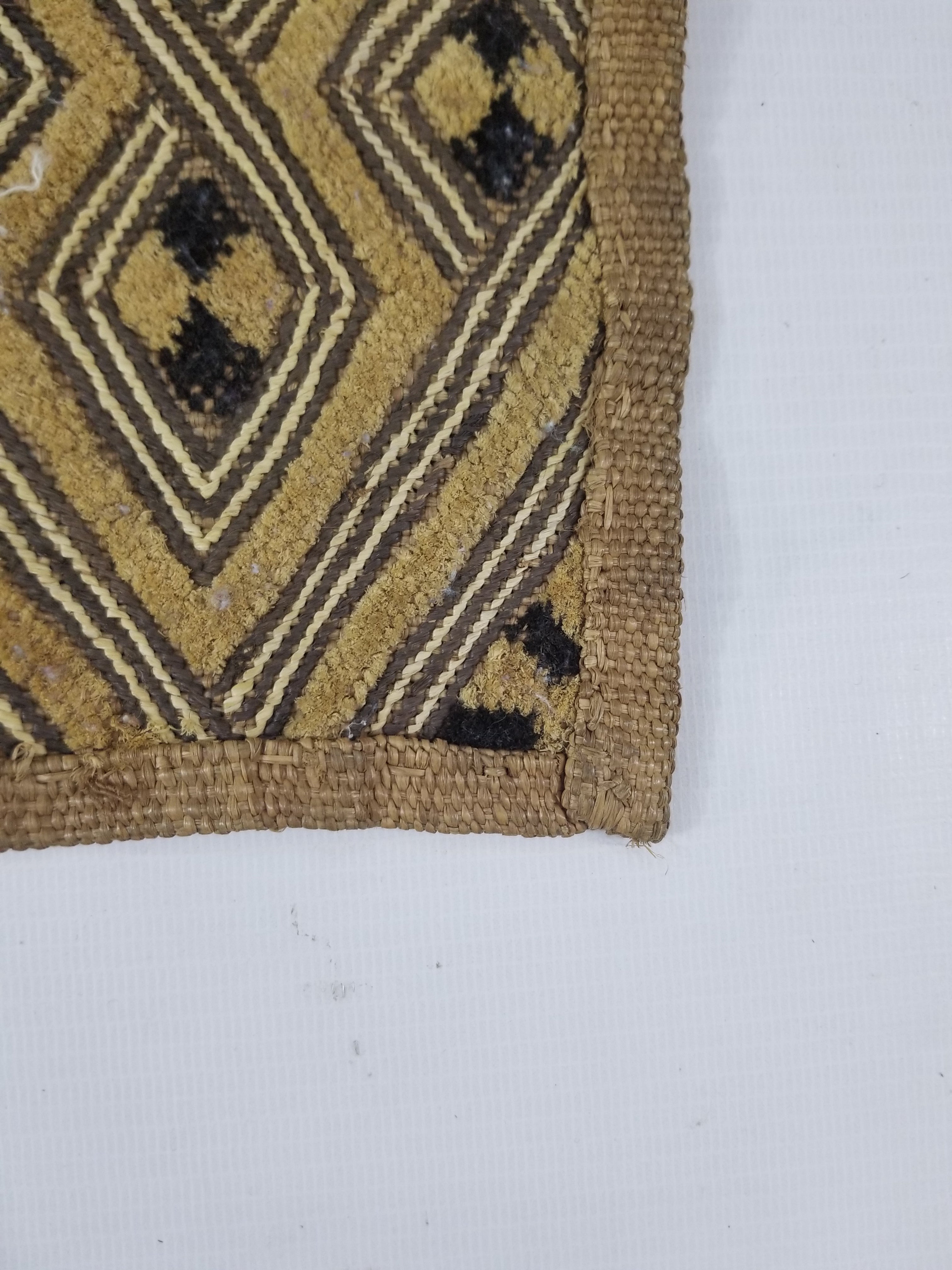 Antique African Handwoven Shoowa Cut-Pile Velvet Panel 79x63cm