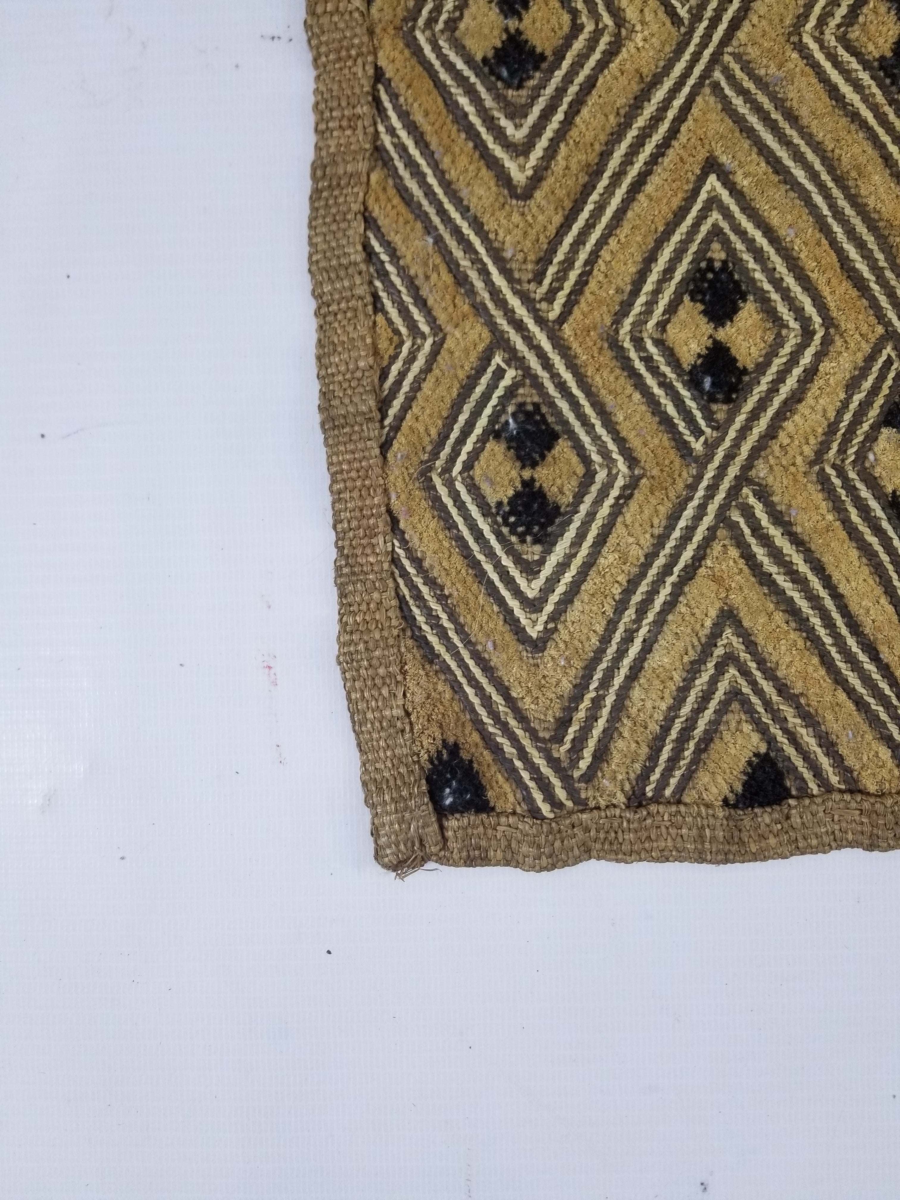 Antique African Handwoven Shoowa Cut-Pile Velvet Panel 79x63cm