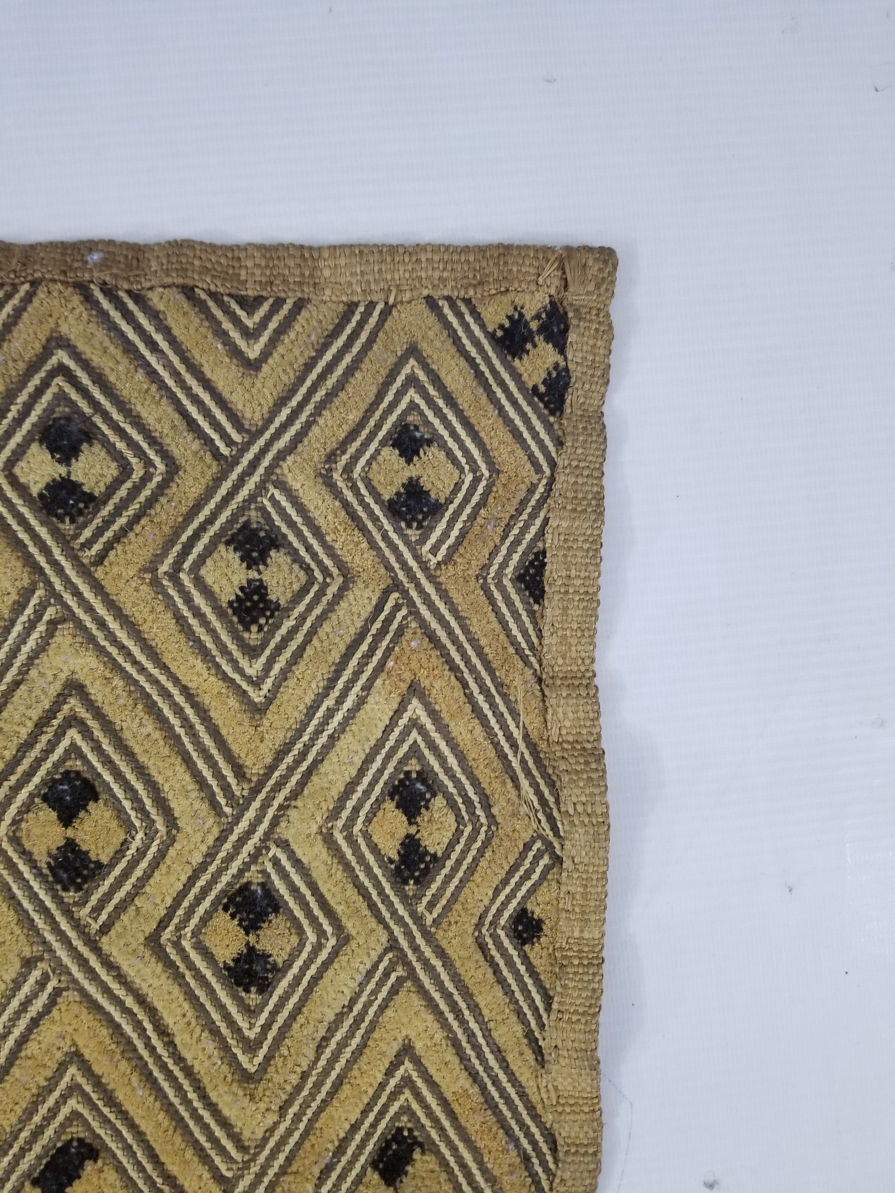 Antique African Handwoven Shoowa Cut-Pile Velvet Panel 79x63cm