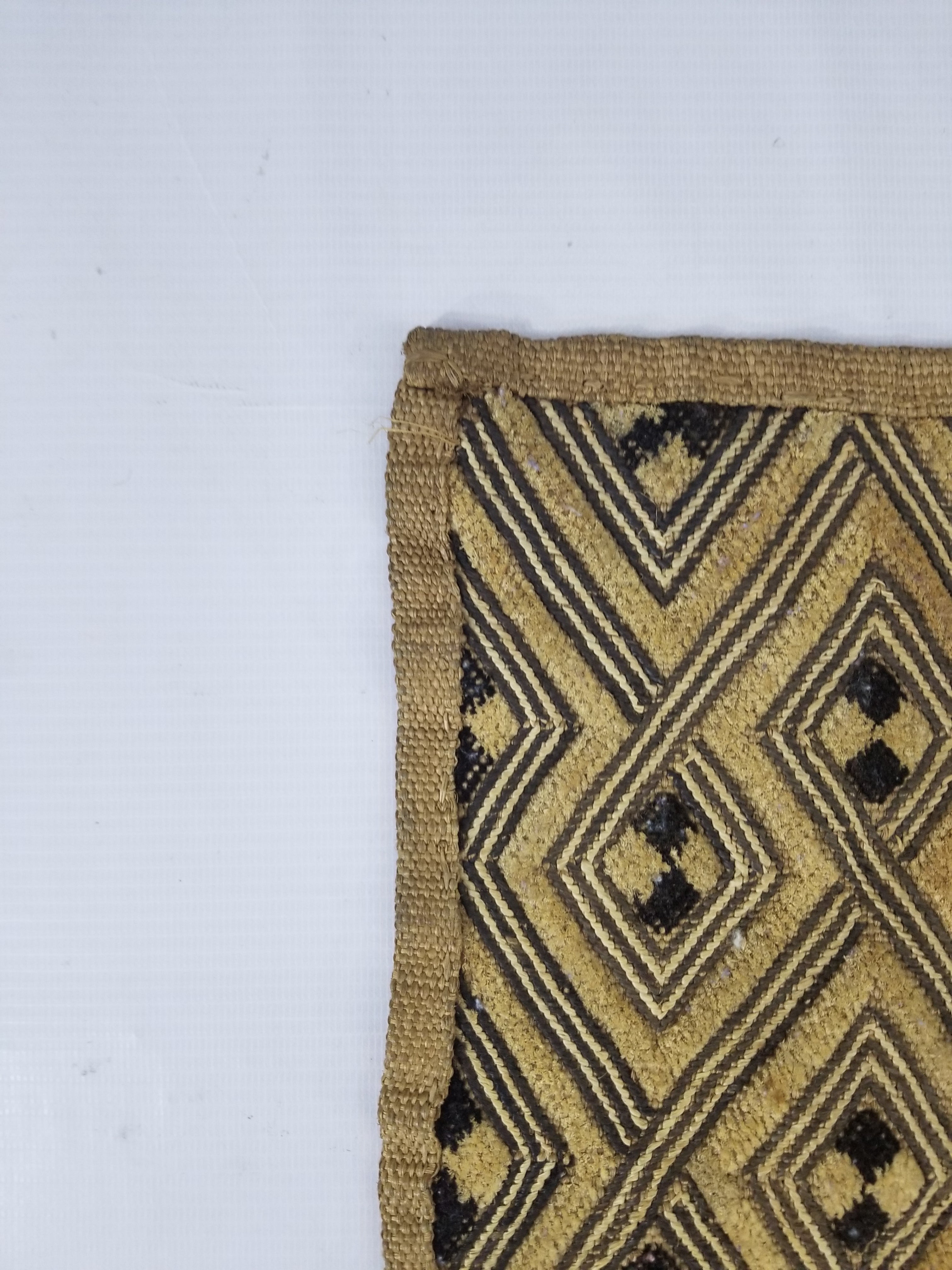 Antique African Handwoven Shoowa Cut-Pile Velvet Panel 79x63cm