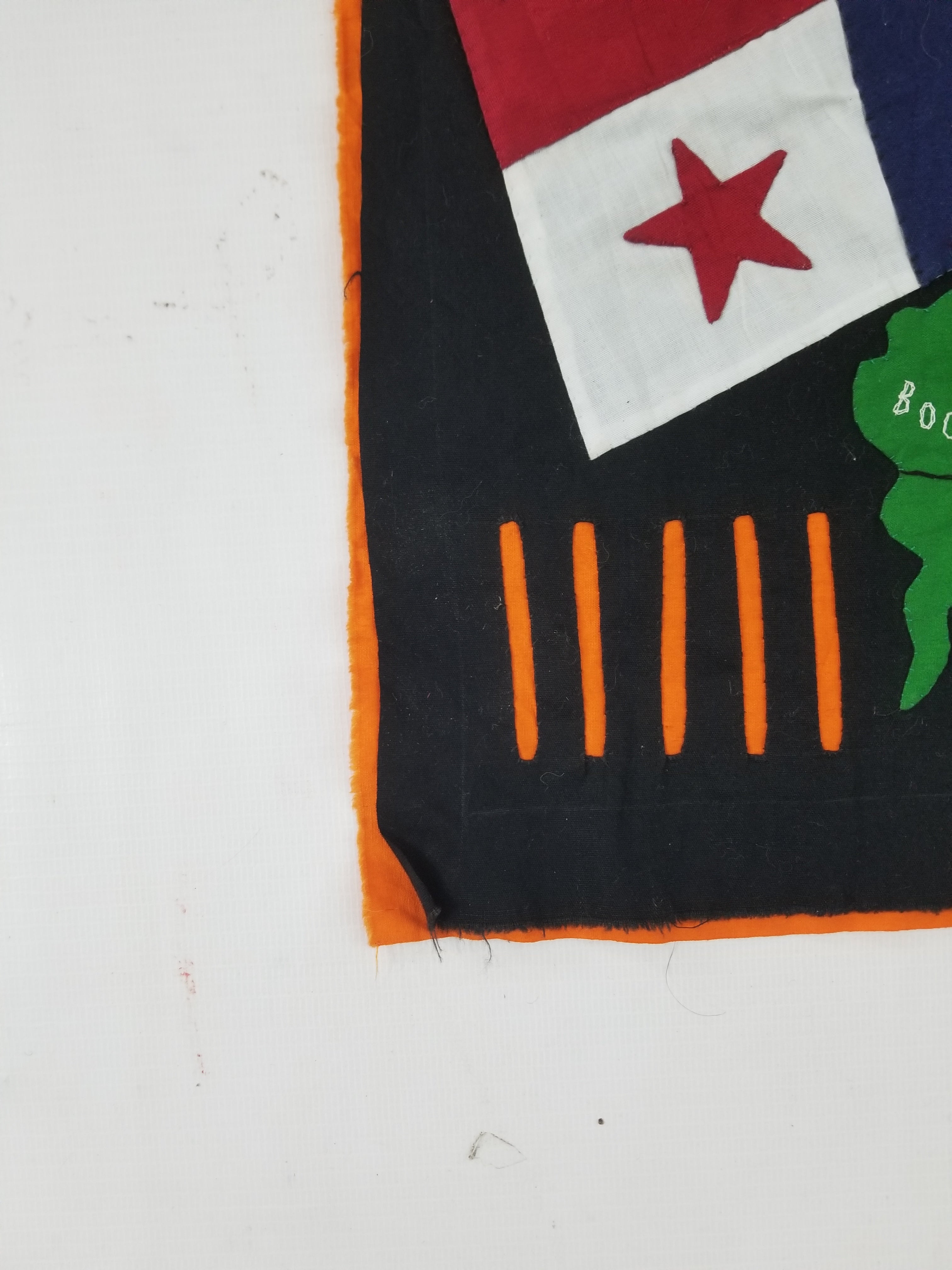 Vintage Traditional Kuna Mola Applique Work Folk Art Panama Flag Textile 45x35cm