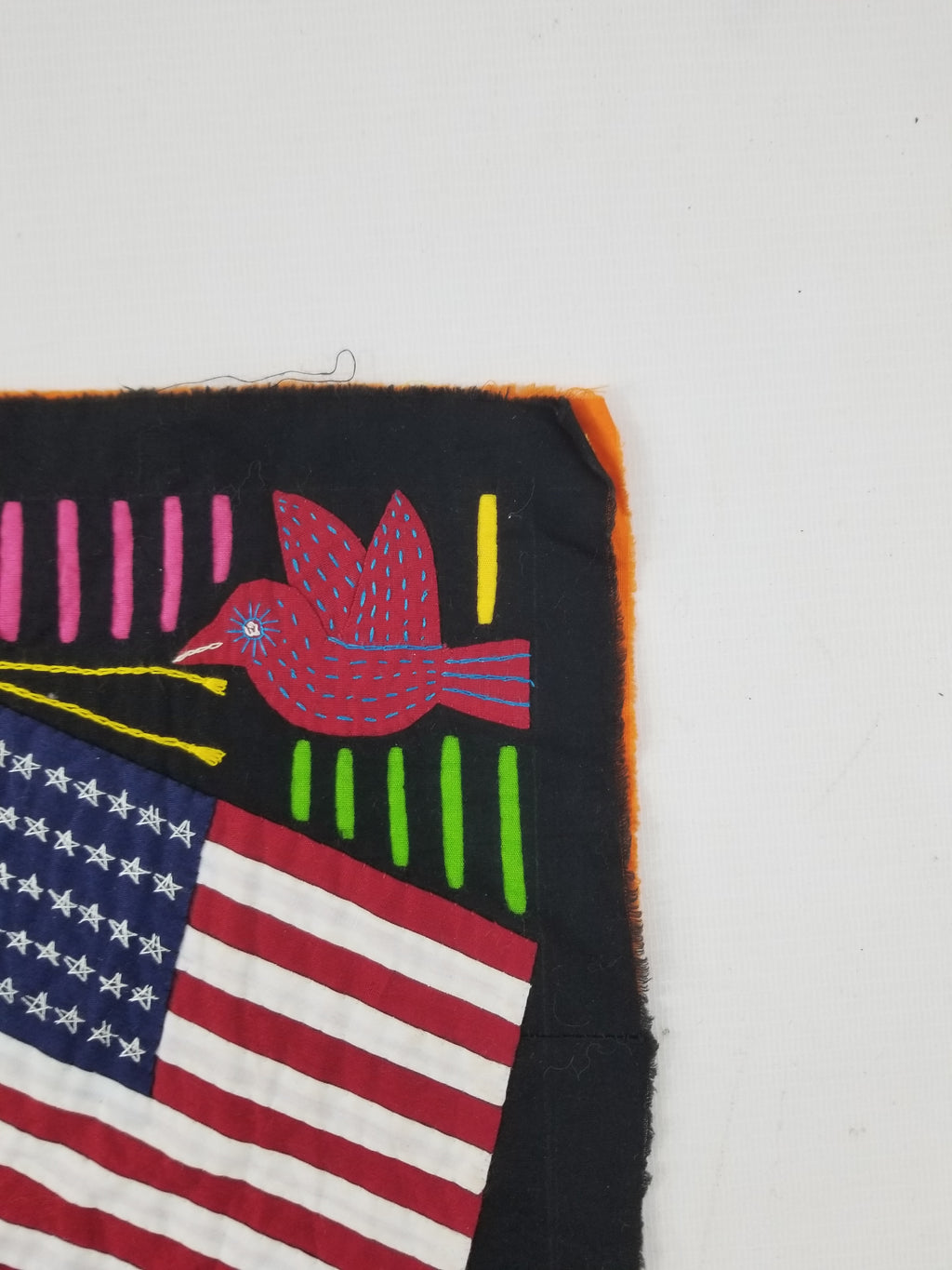 Vintage Traditional Kuna Mola Applique Work Folk Art Panama Flag Textile 45x35cm