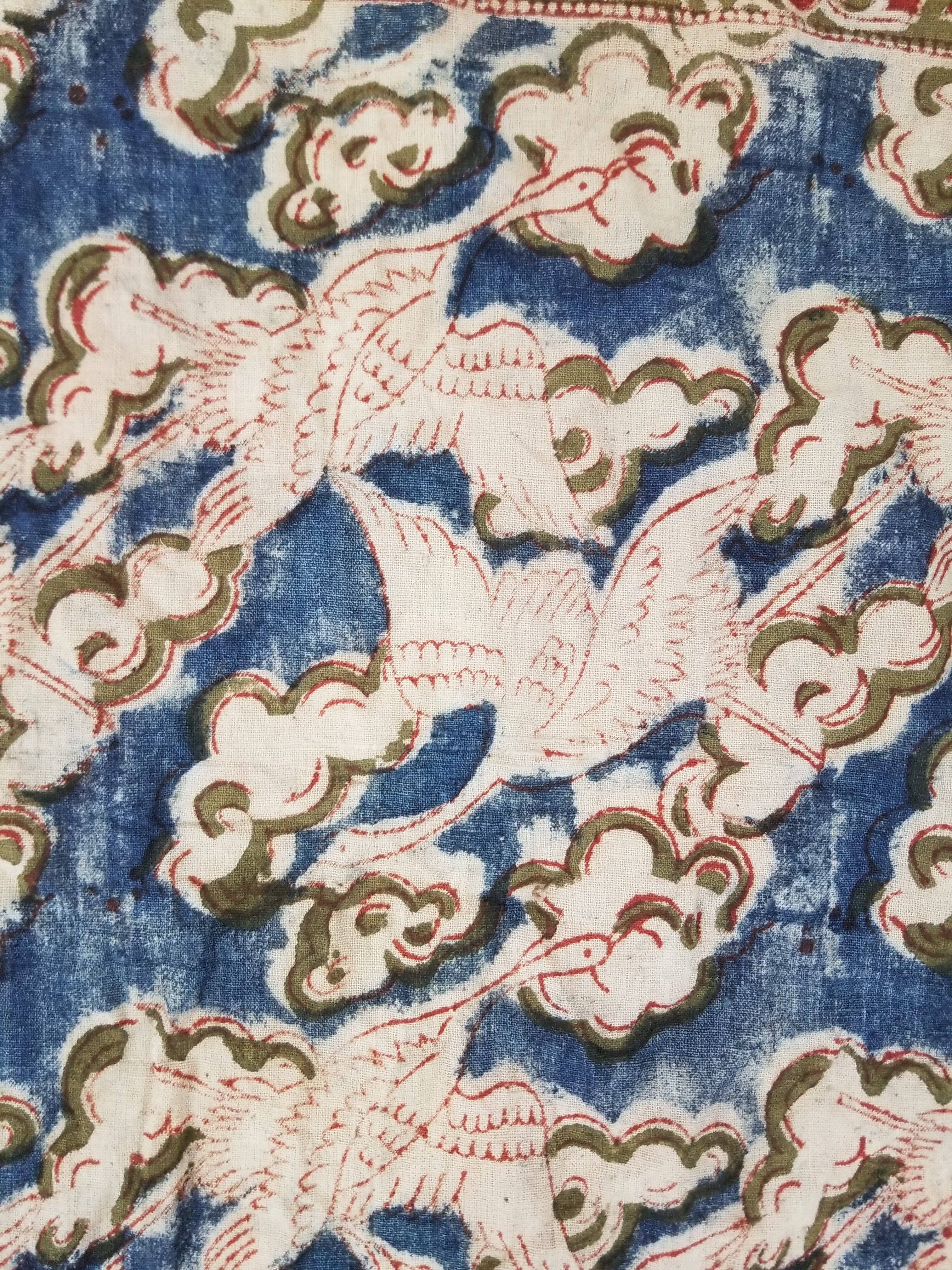 Vintage Traditional Hand Block Printed Textile 234x93cm