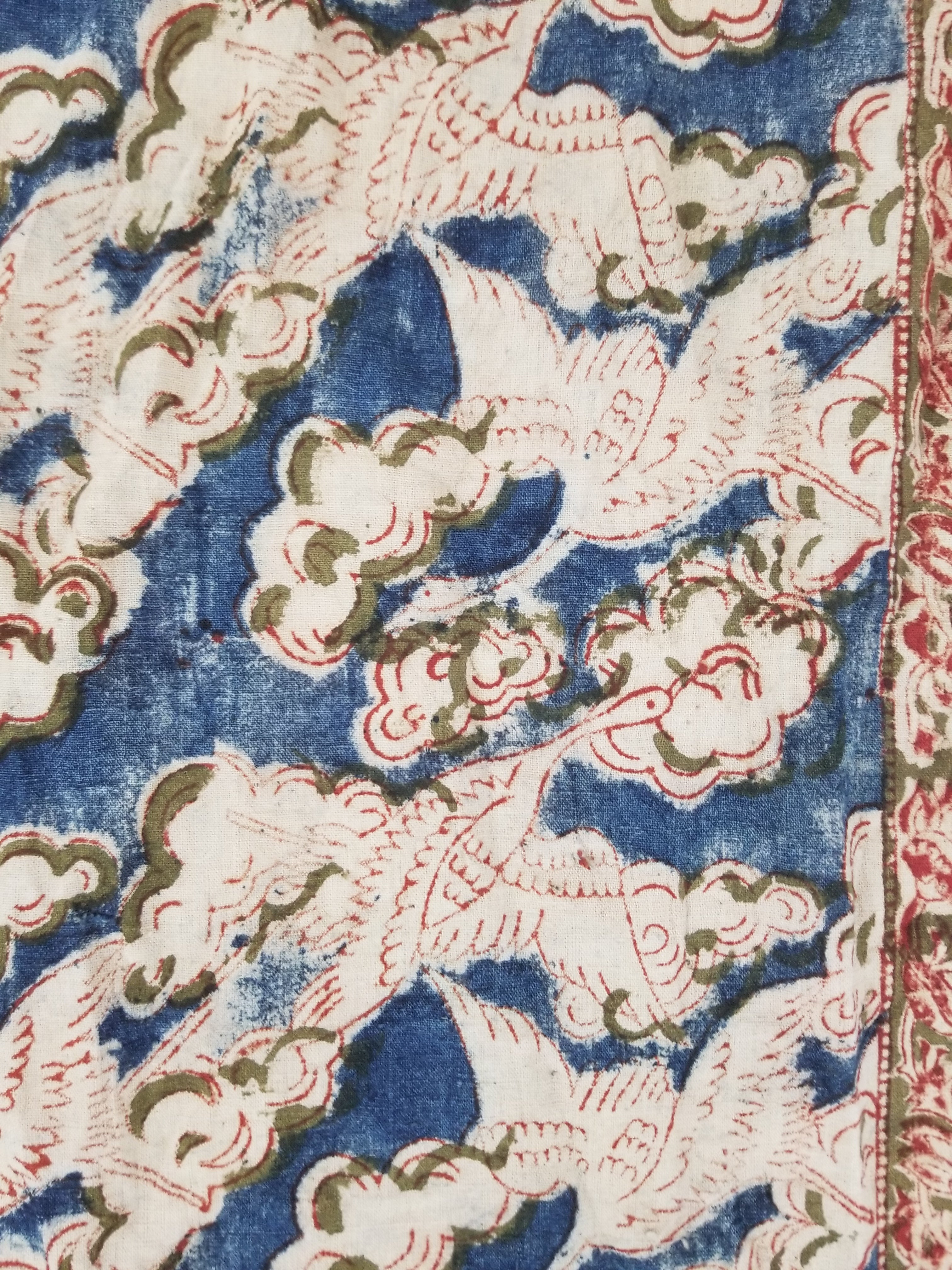 Vintage Traditional Hand Block Printed Textile 234x93cm