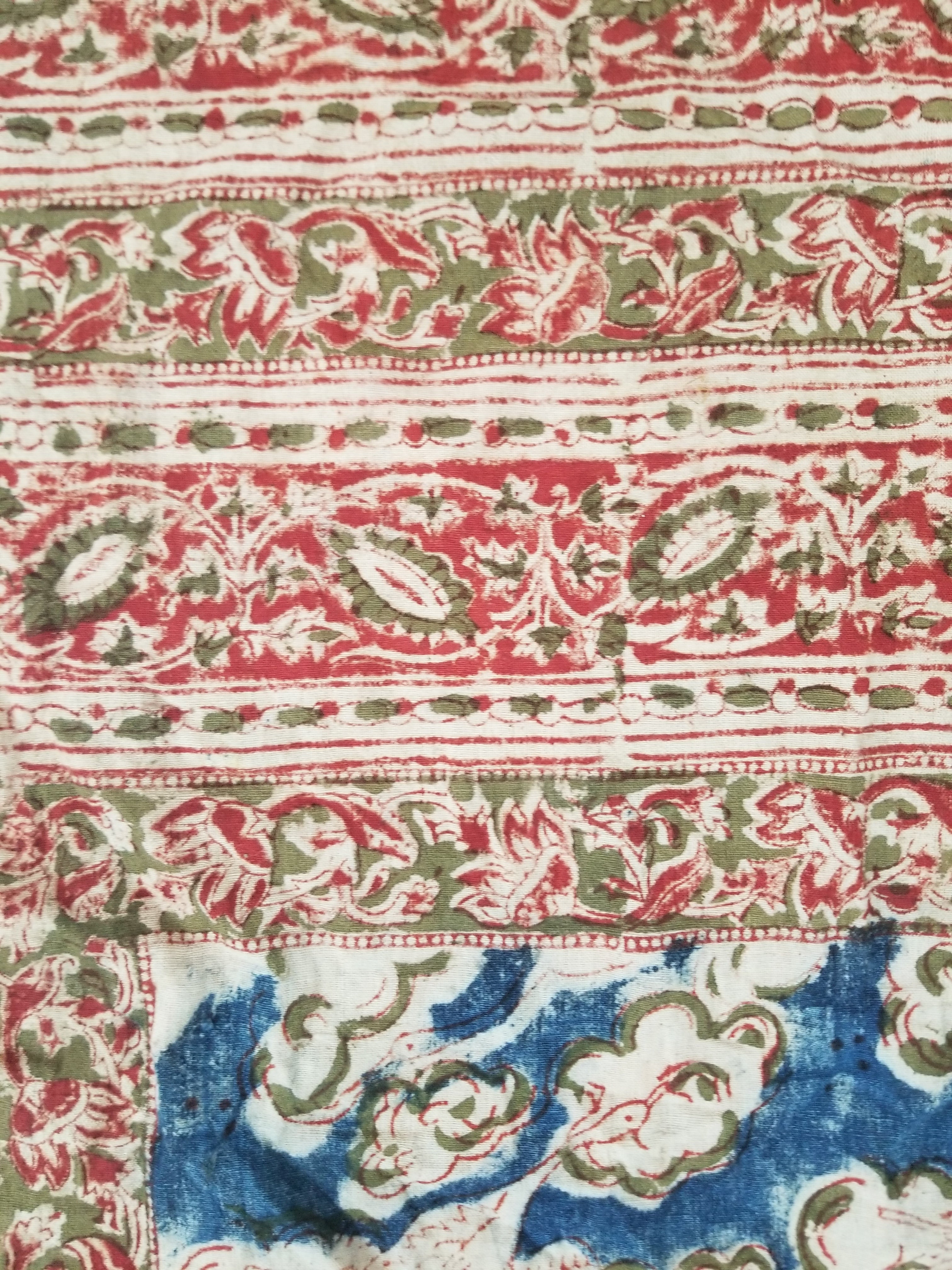 Vintage Traditional Hand Block Printed Textile 234x93cm