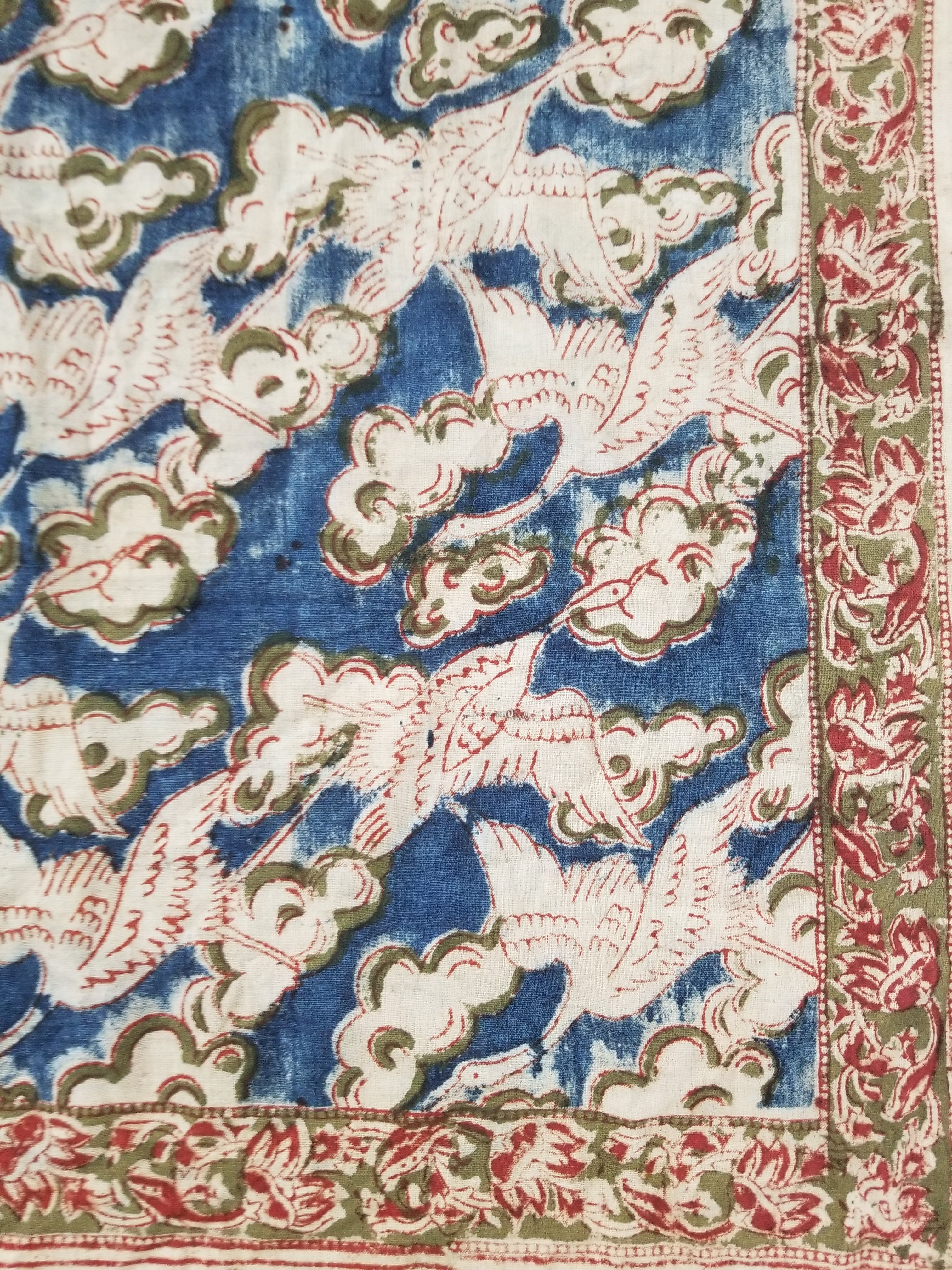 Vintage Traditional Hand Block Printed Textile 234x93cm