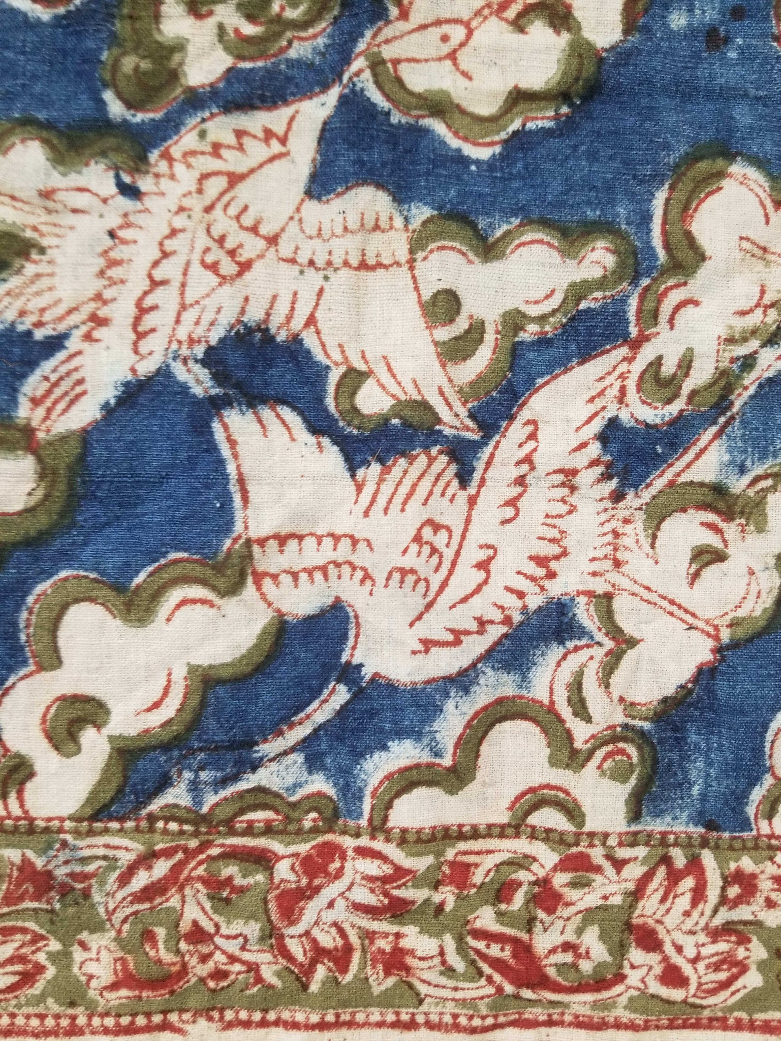 Vintage Traditional Hand Block Printed Textile 234x93cm
