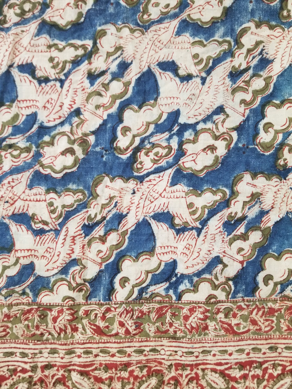 Vintage Traditional Hand Block Printed Textile 234x93cm