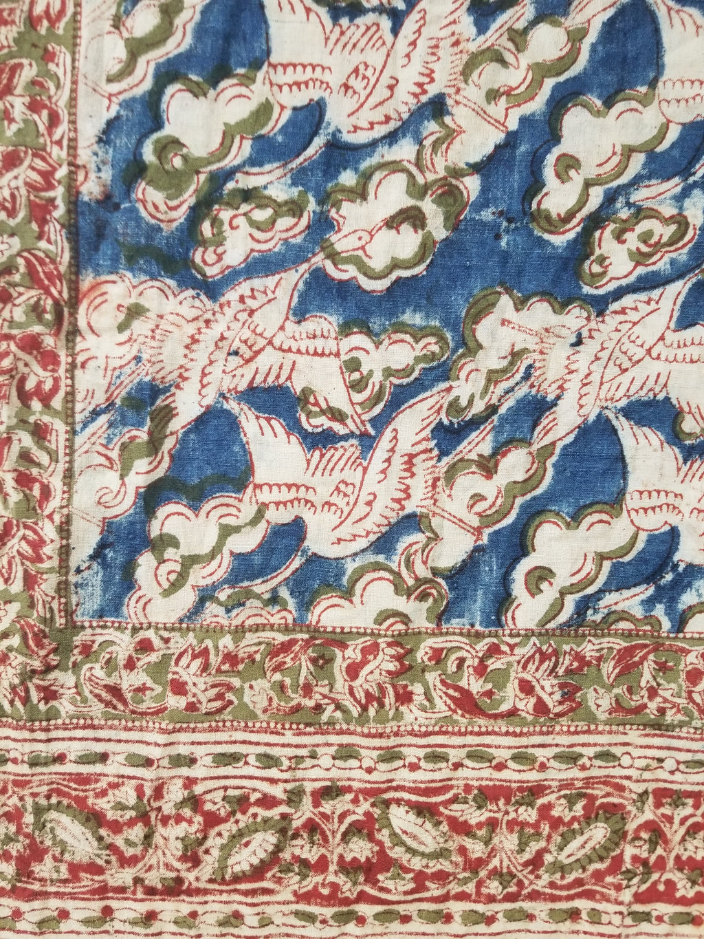 Vintage Traditional Hand Block Printed Textile 234x93cm