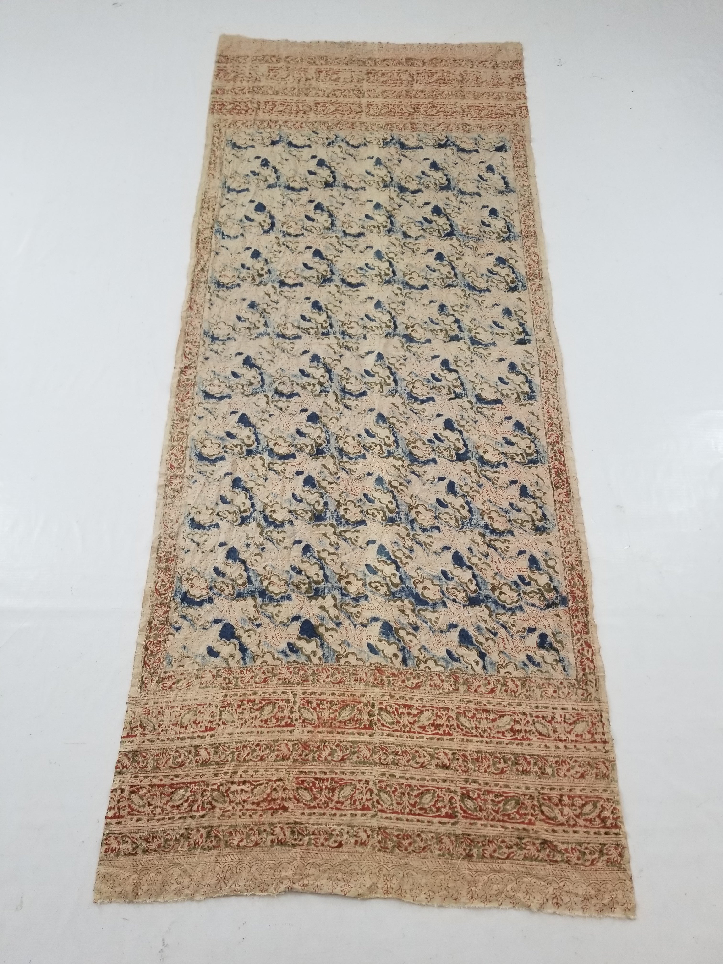 Vintage Traditional Hand Block Printed Textile 234x93cm