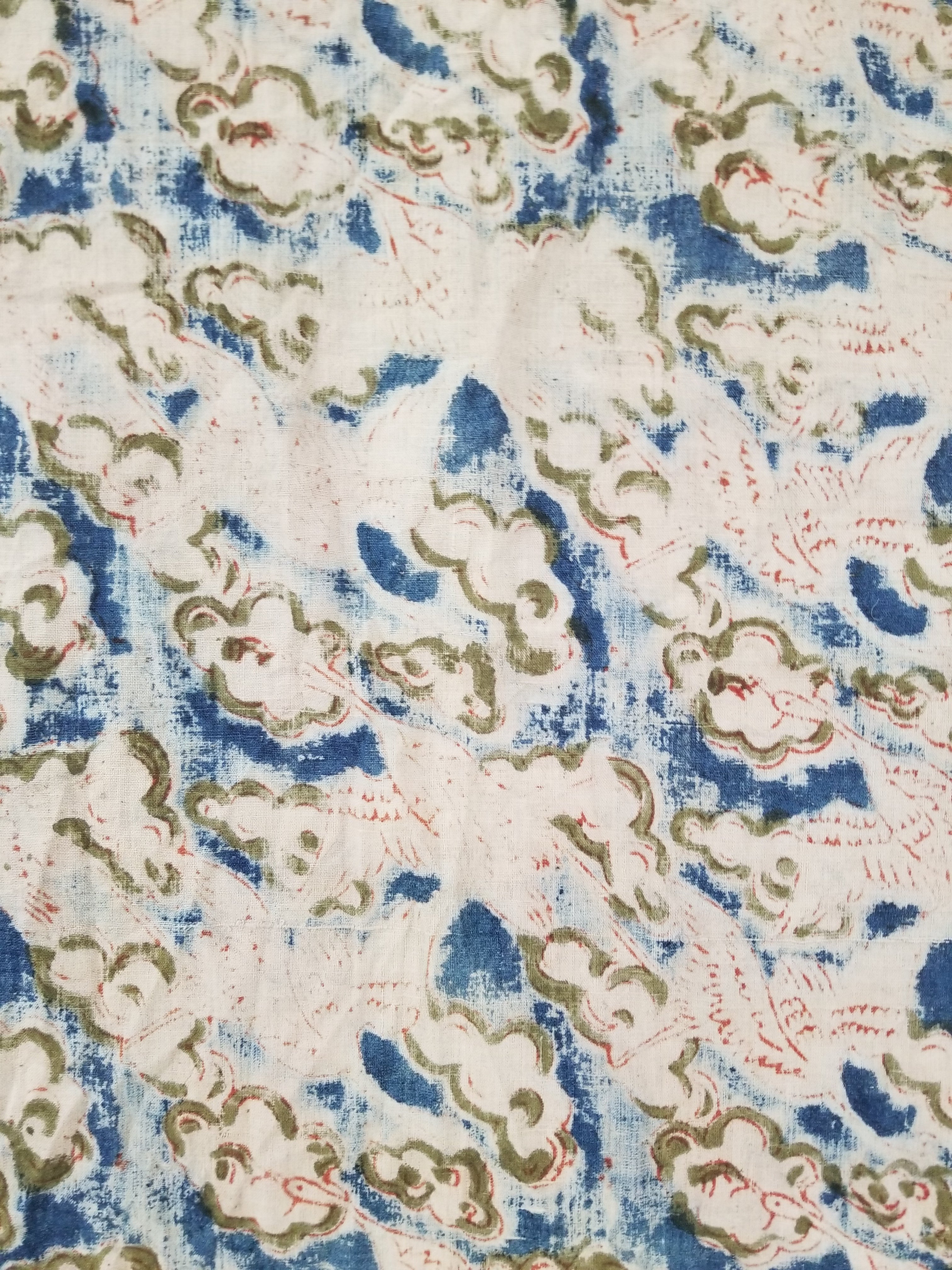 Vintage Traditional Hand Block Printed Textile 234x93cm