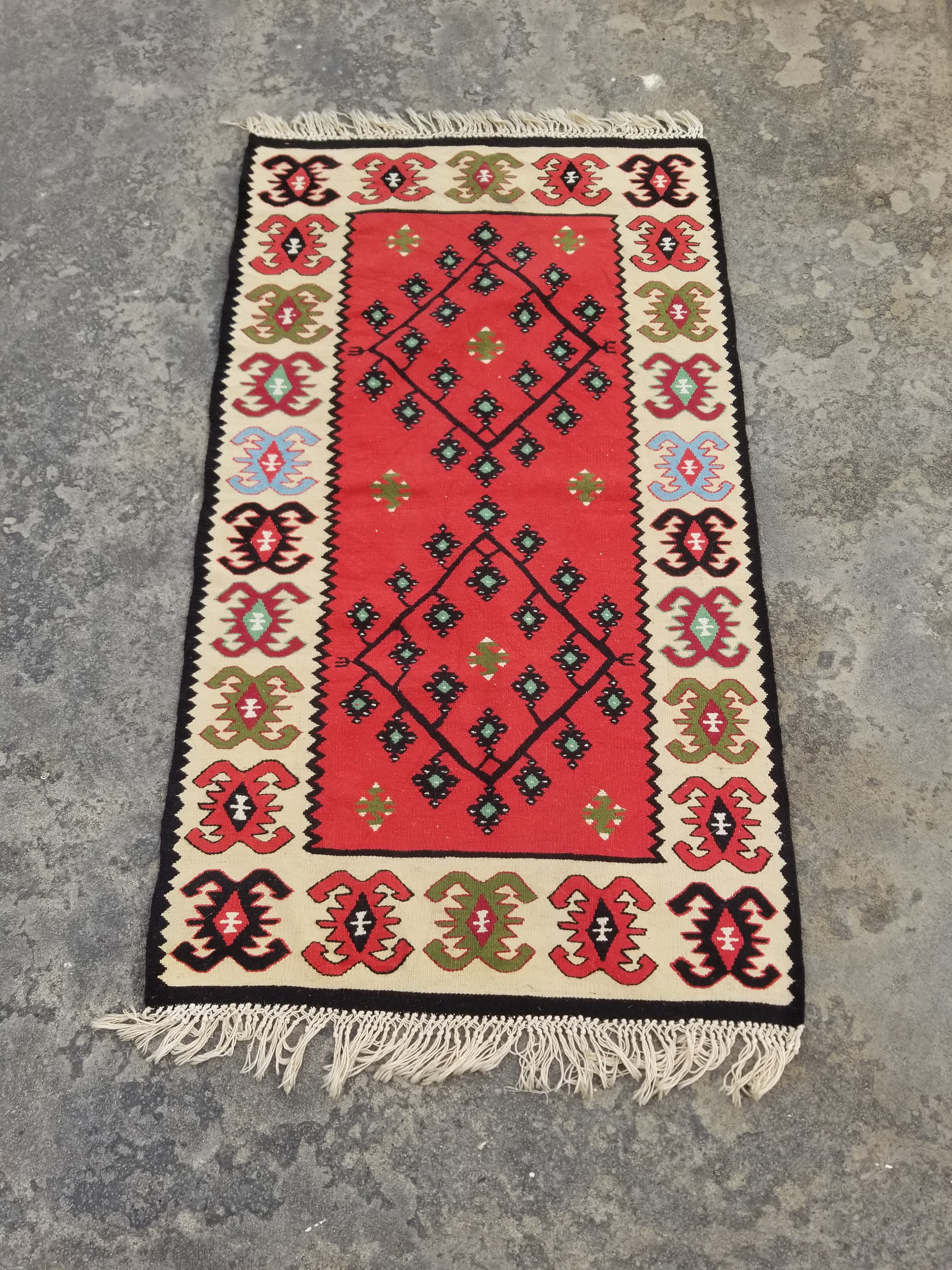 Vintage Traditional Handmade Turkish Wool Multicolor Kilim 139x78cm
