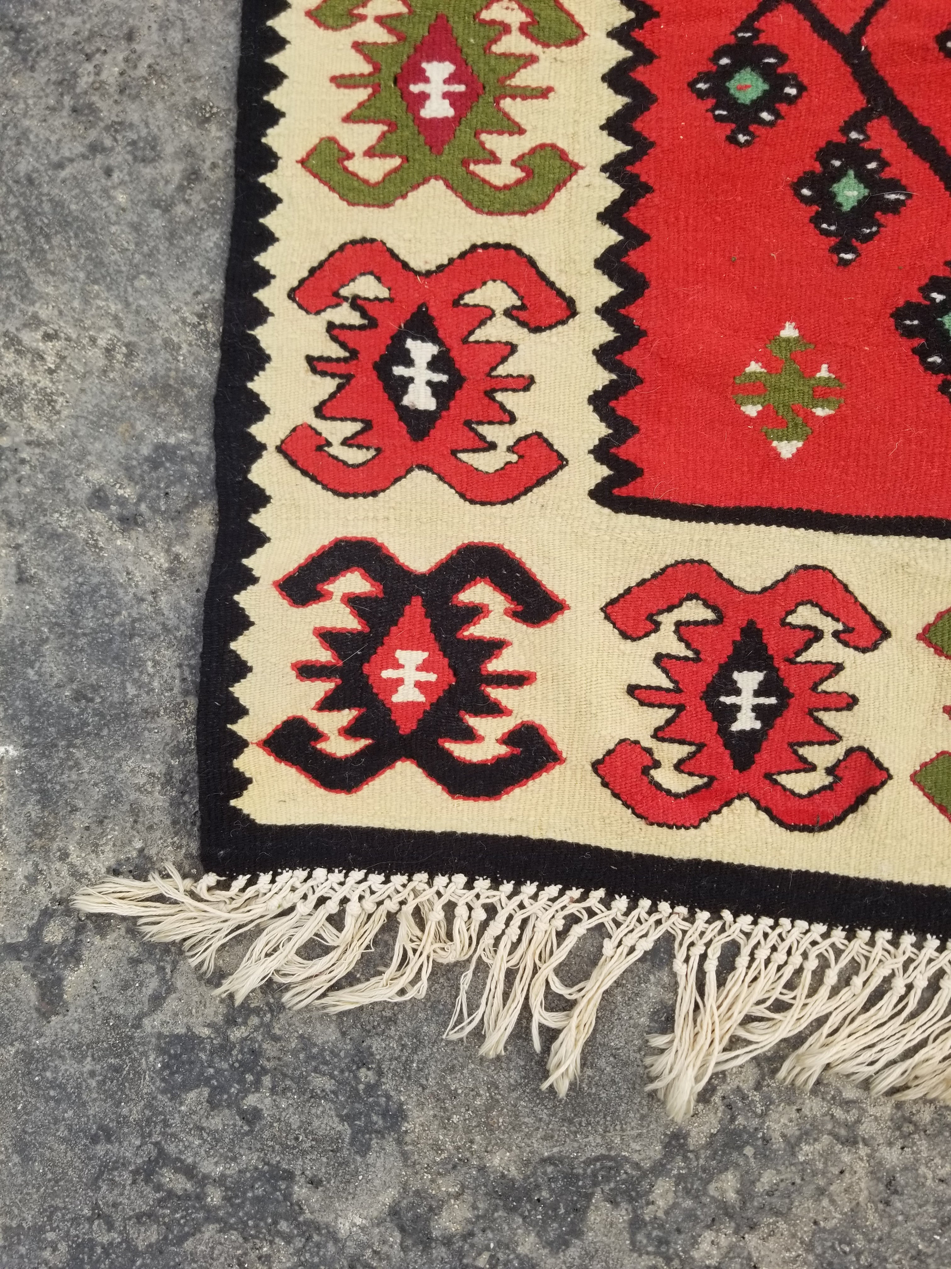 Vintage Traditional Handmade Turkish Wool Multicolor Kilim 139x78cm