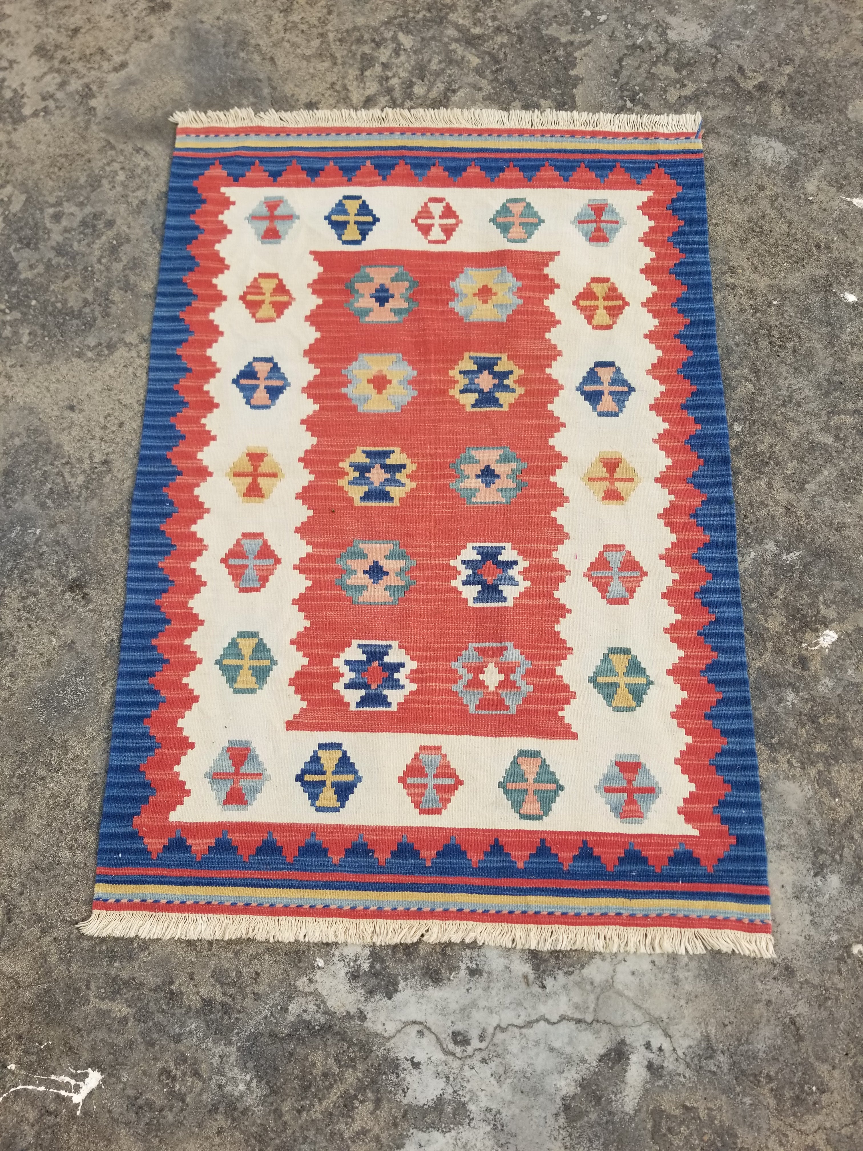Vintage Traditional Handmade Turkish Wool Multicolor Kilim 121x83cm