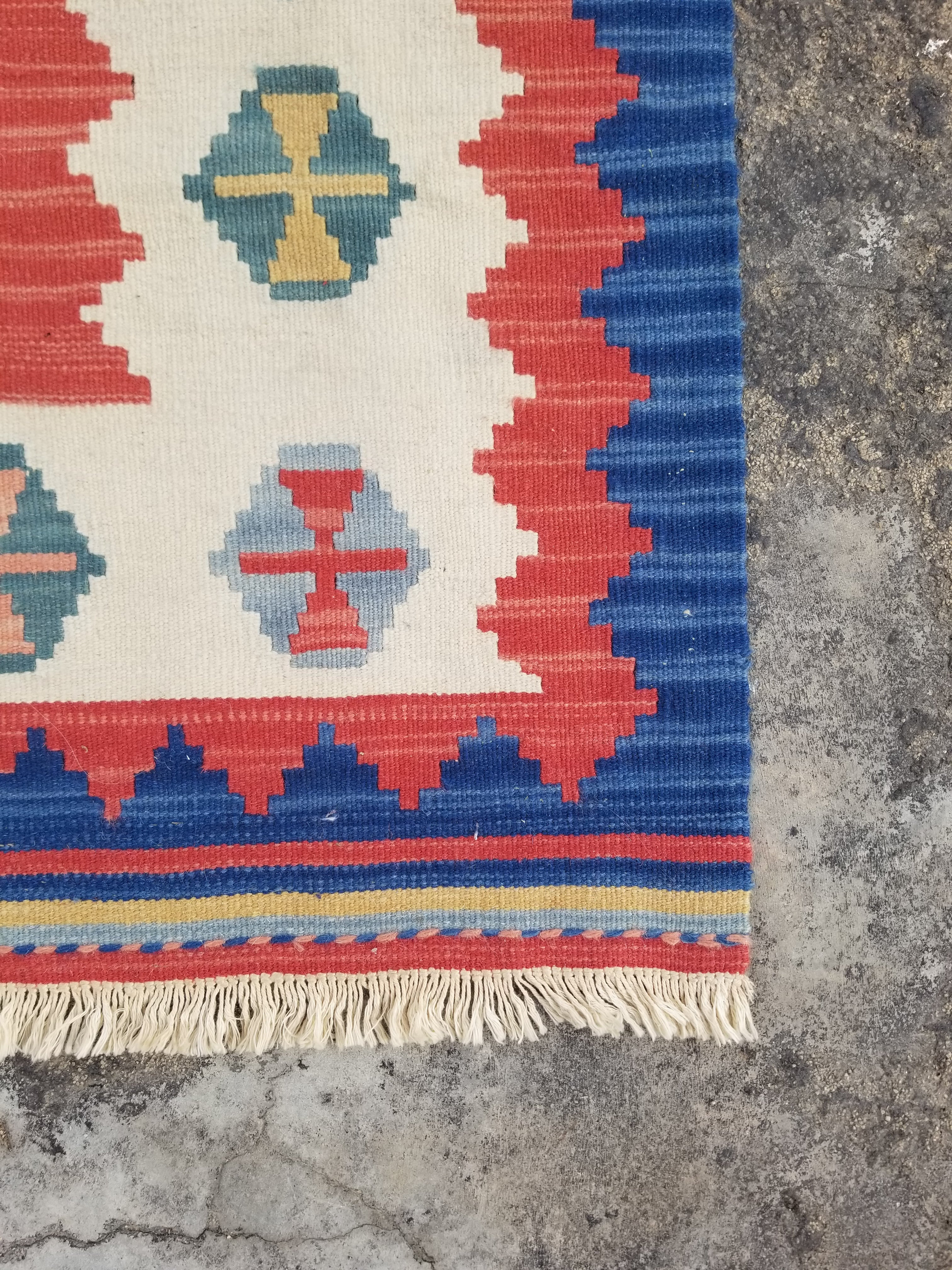 Vintage Traditional Handmade Turkish Wool Multicolor Kilim 121x83cm