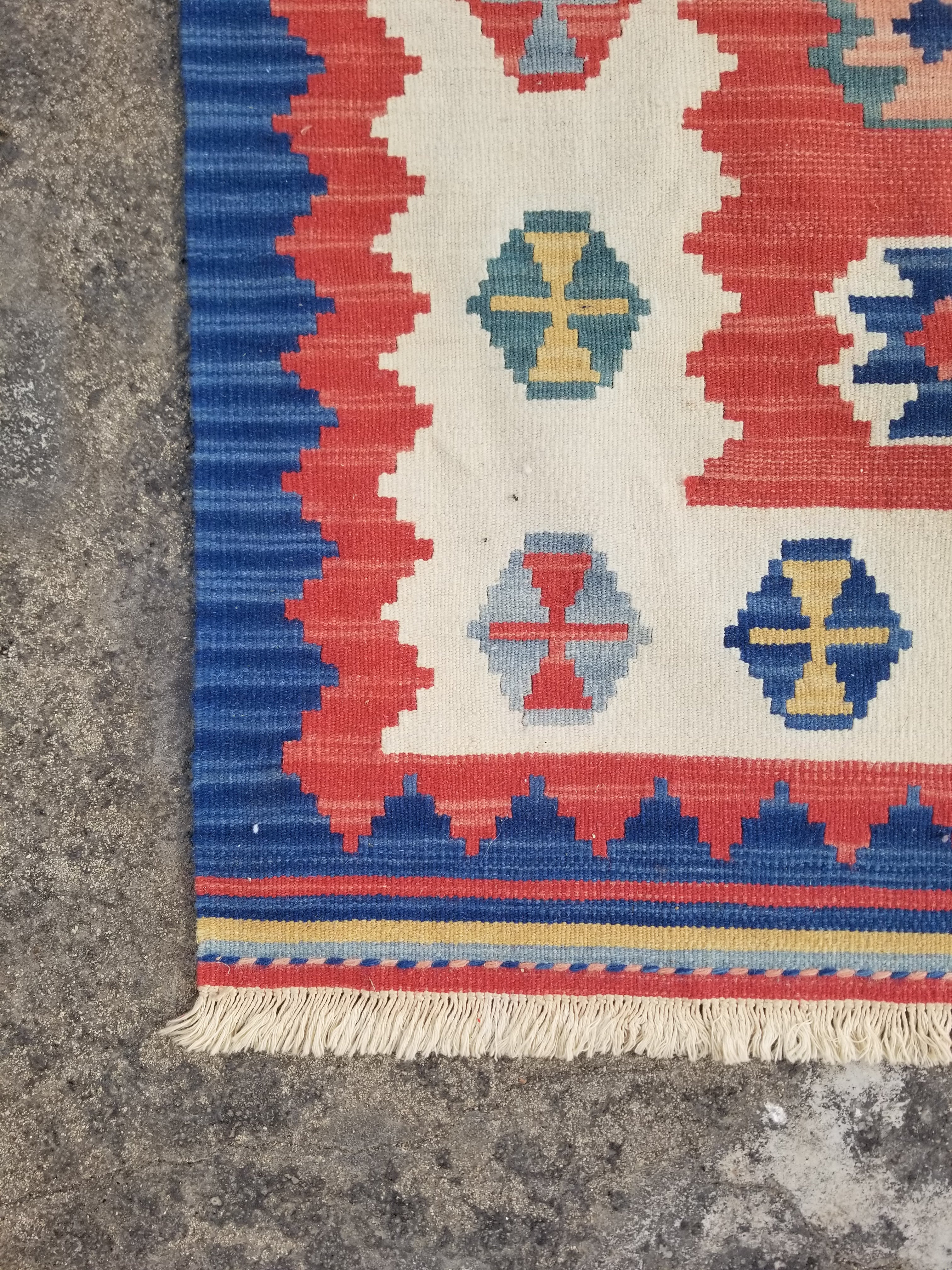 Vintage Traditional Handmade Turkish Wool Multicolor Kilim 121x83cm