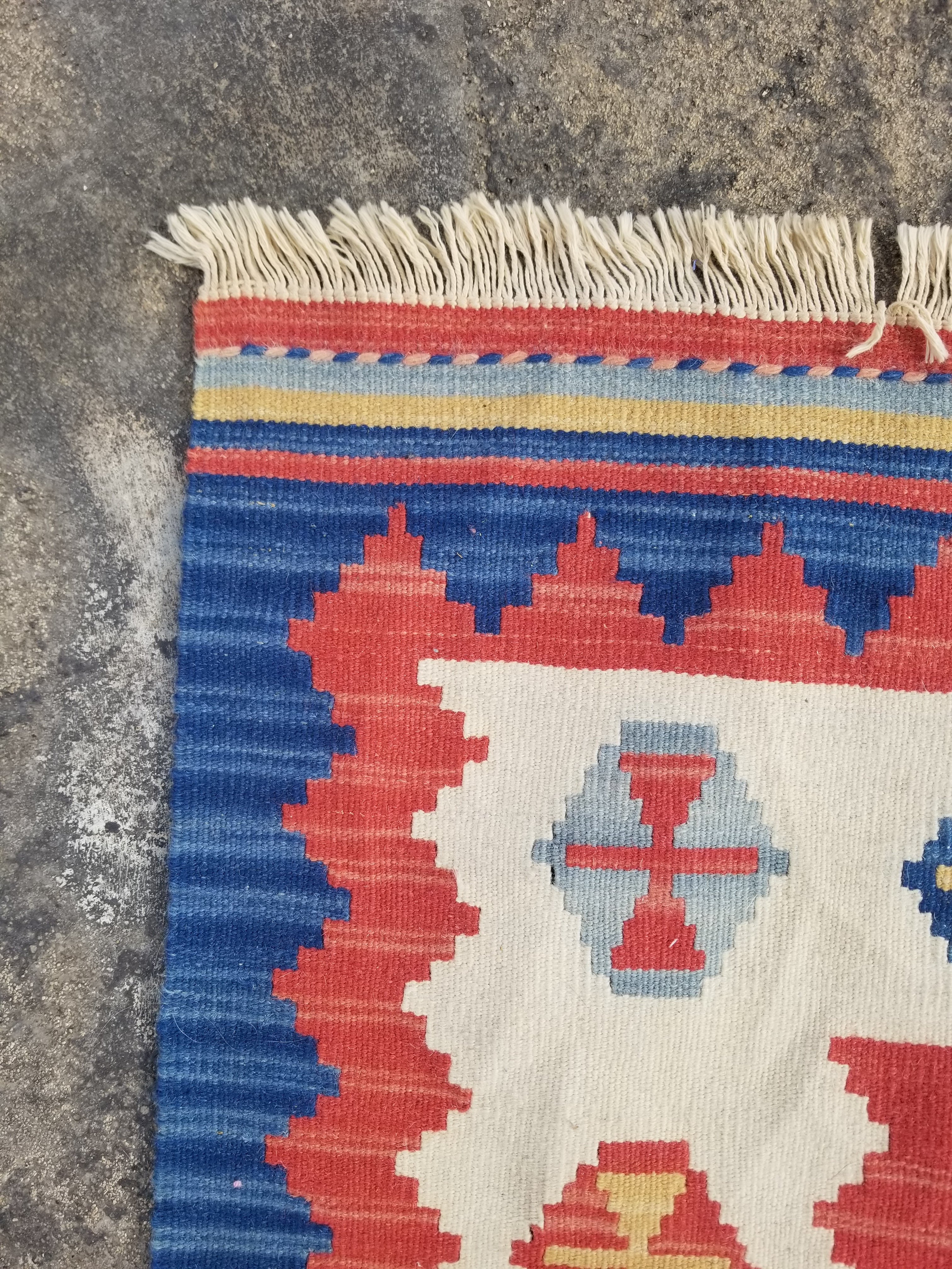 Vintage Traditional Handmade Turkish Wool Multicolor Kilim 121x83cm