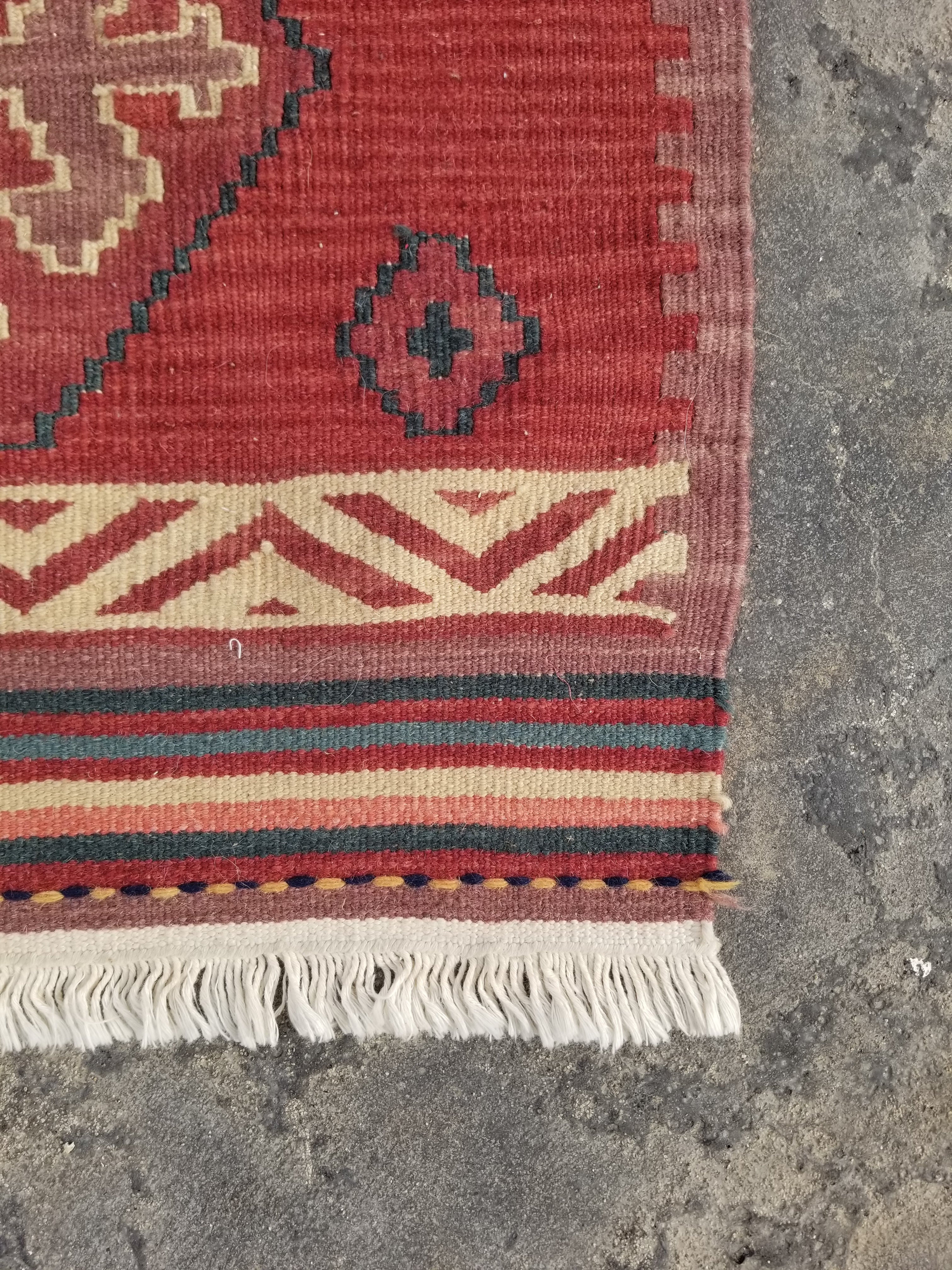 Vintage Traditional Handmade Turkish Wool Multicolor Kilim 109x66 cm
