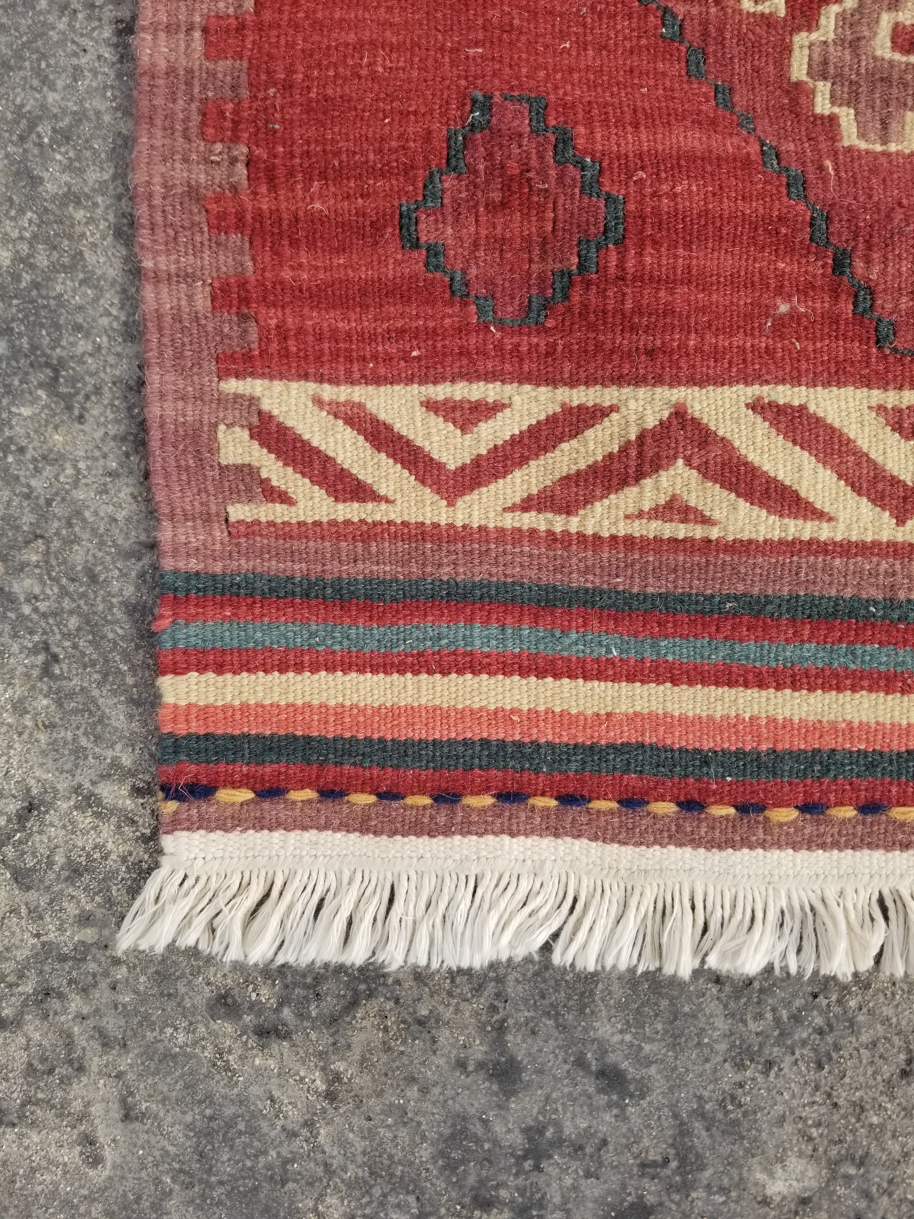 Vintage Traditional Handmade Turkish Wool Multicolor Kilim 109x66 cm