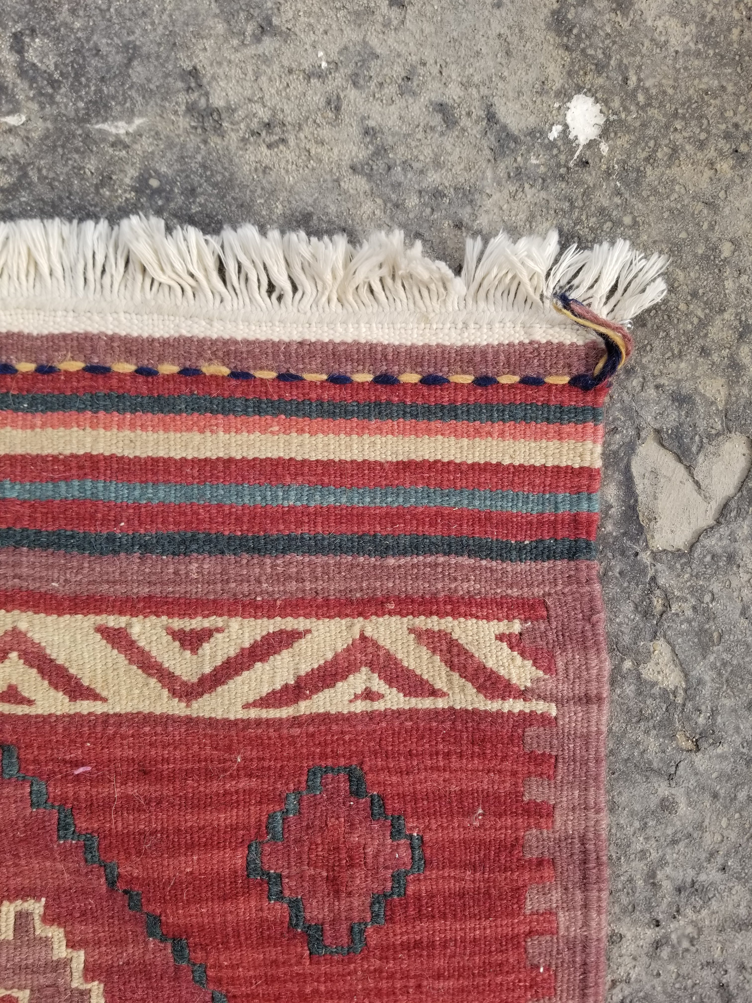 Vintage Traditional Handmade Turkish Wool Multicolor Kilim 109x66 cm