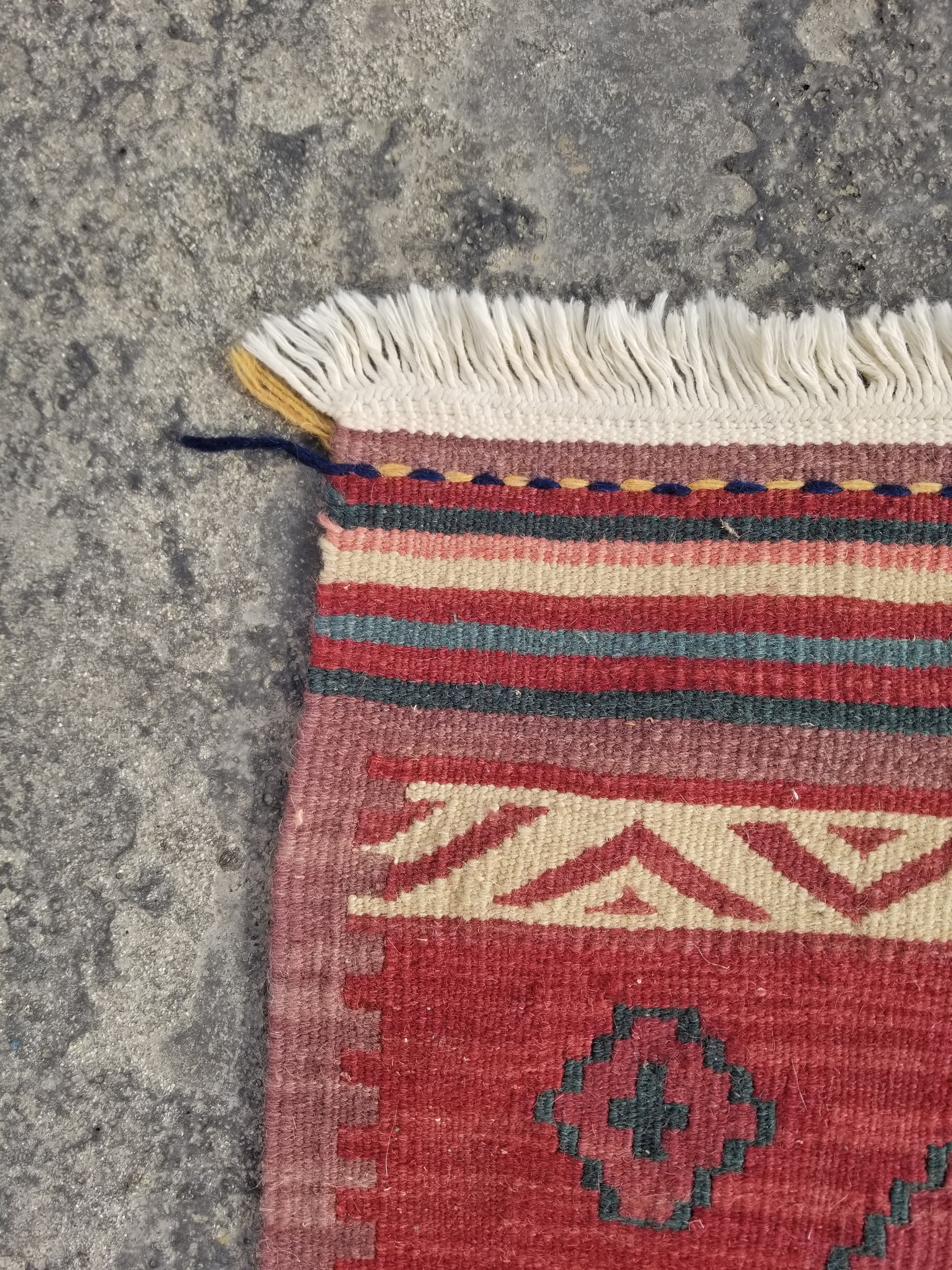 Vintage Traditional Handmade Turkish Wool Multicolor Kilim 109x66 cm