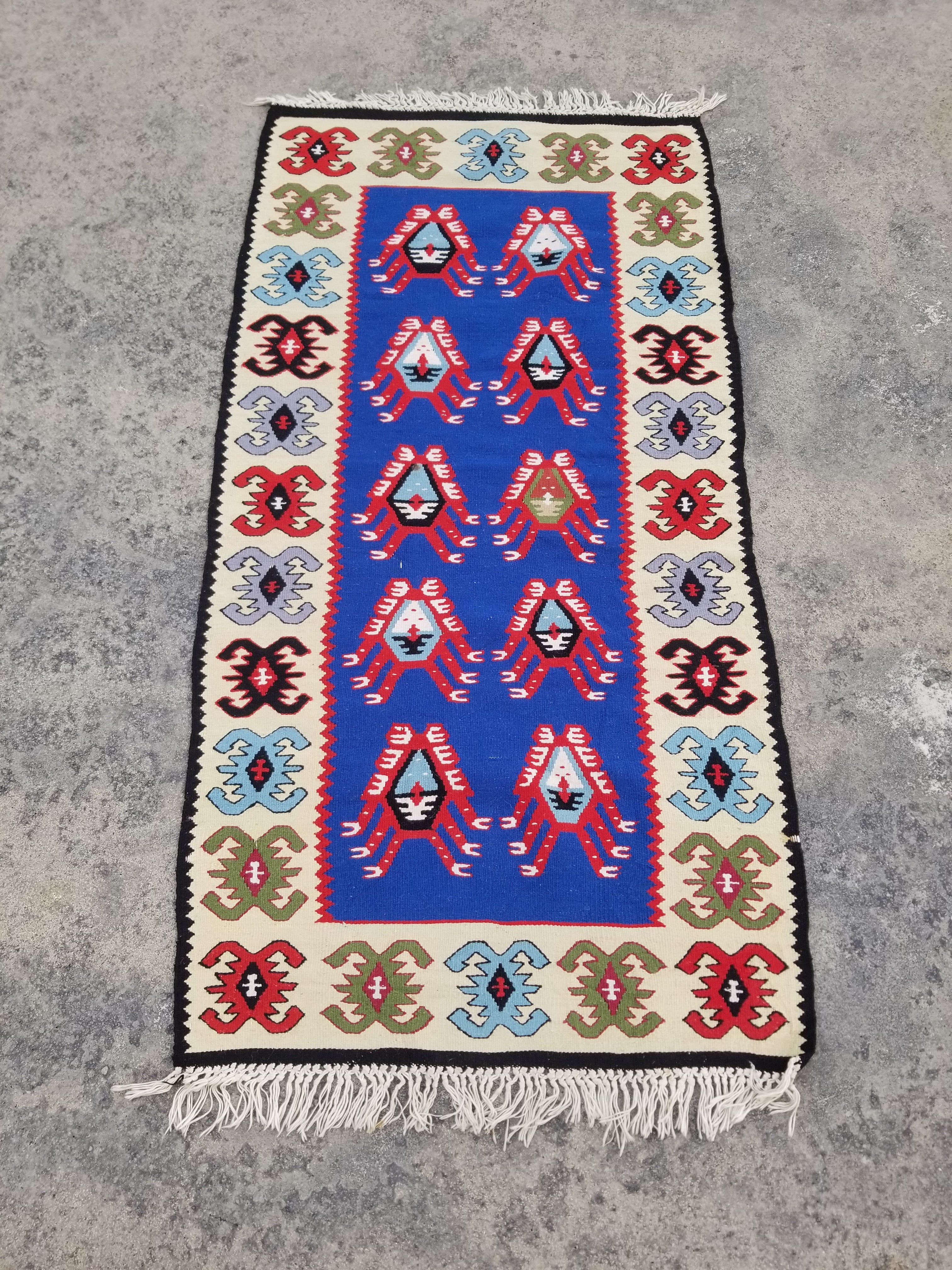 Vintage Traditional Handmade Turkish Wool Multicolor Kilim 137x71cm