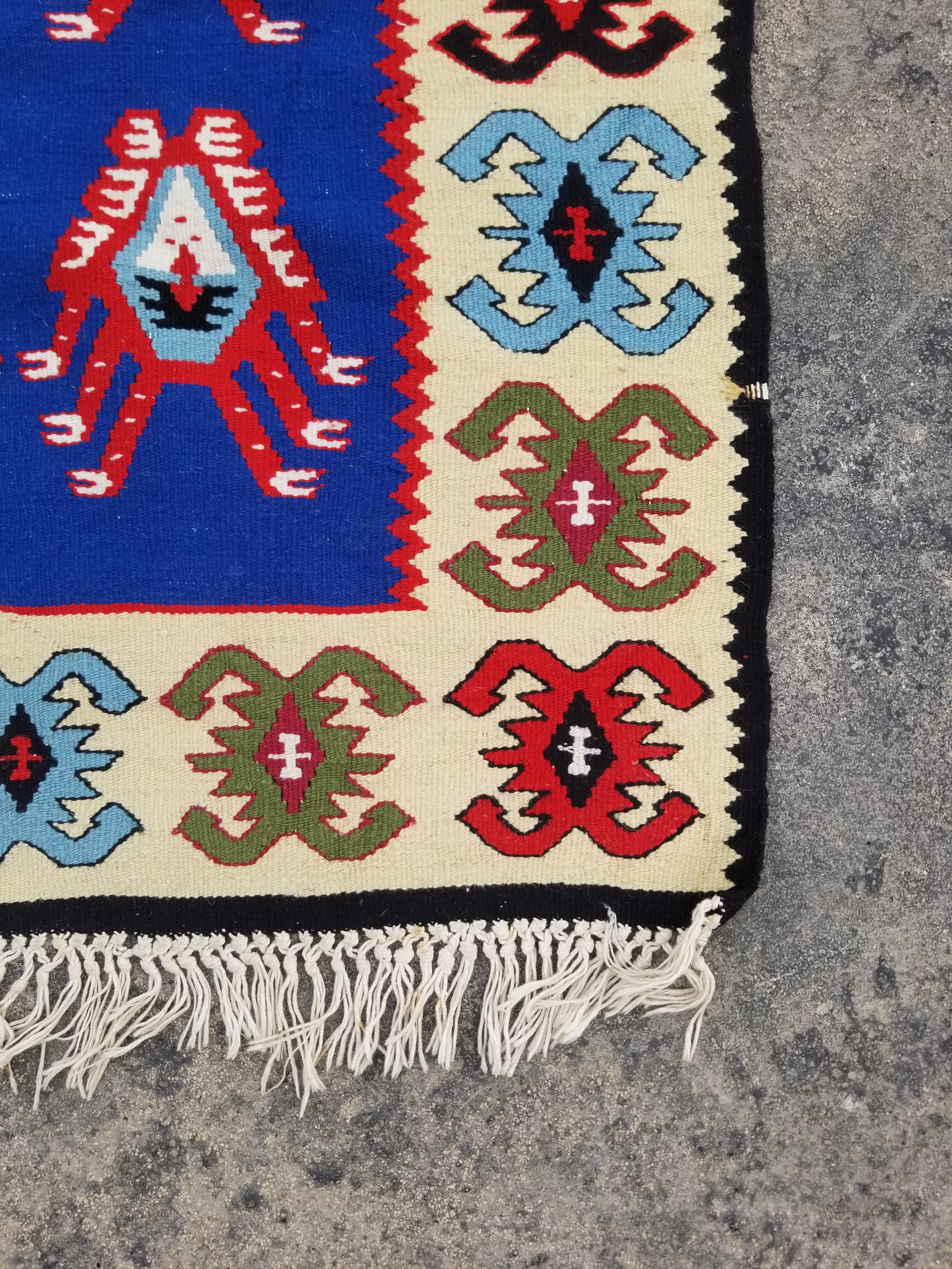 Vintage Traditional Handmade Turkish Wool Multicolor Kilim 137x71cm