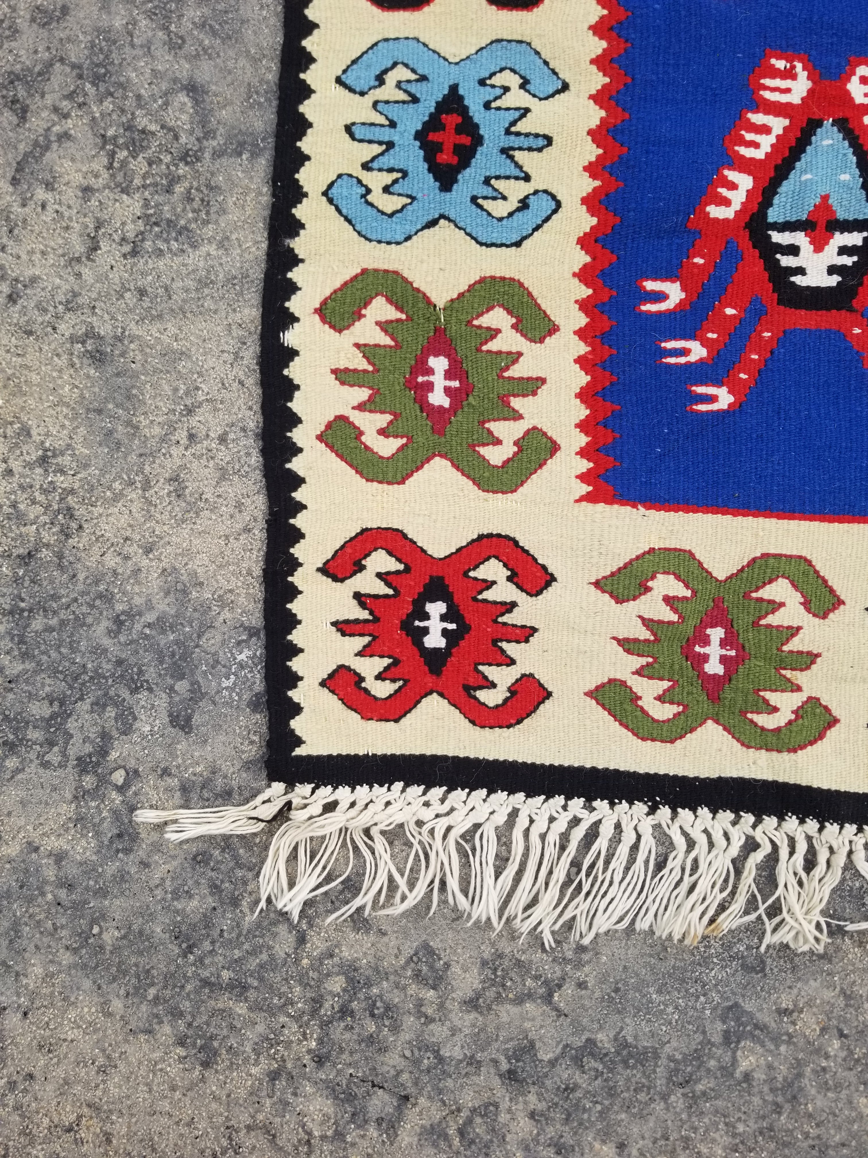 Vintage Traditional Handmade Turkish Wool Multicolor Kilim 137x71cm