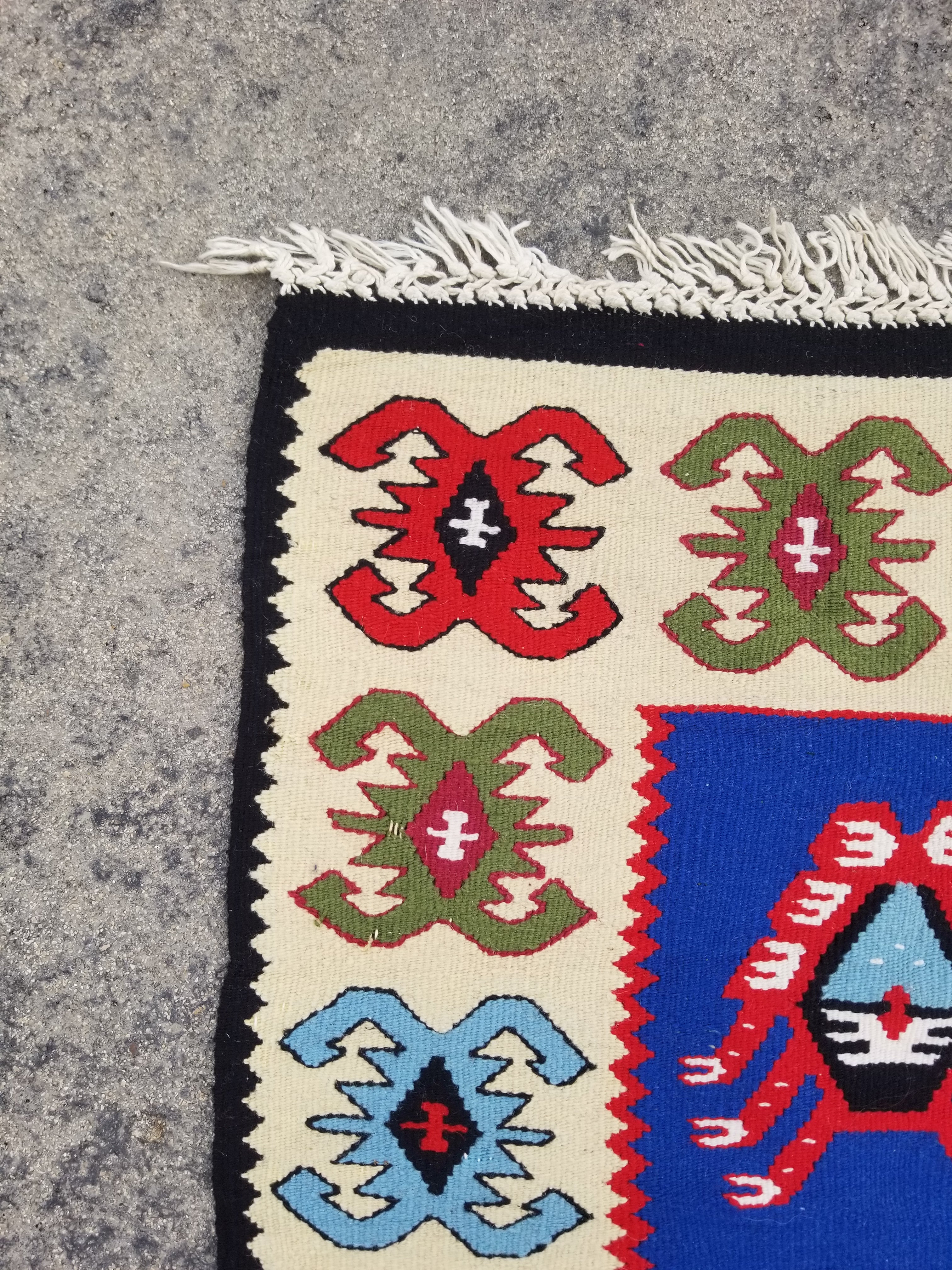 Vintage Traditional Handmade Turkish Wool Multicolor Kilim 137x71cm