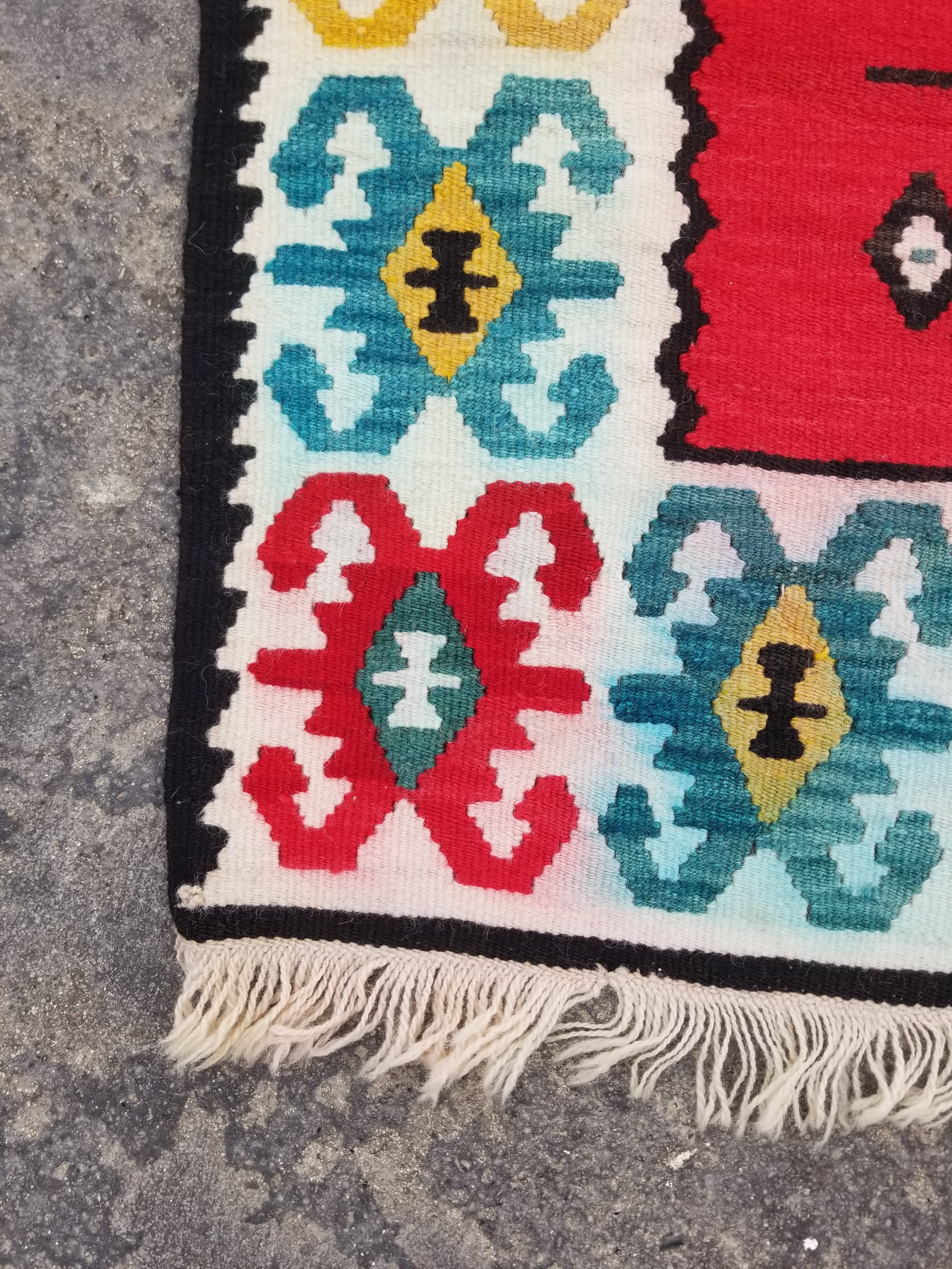 Vintage Traditional Handmade Turkish Wool Multicolor Kilim 127x66cm