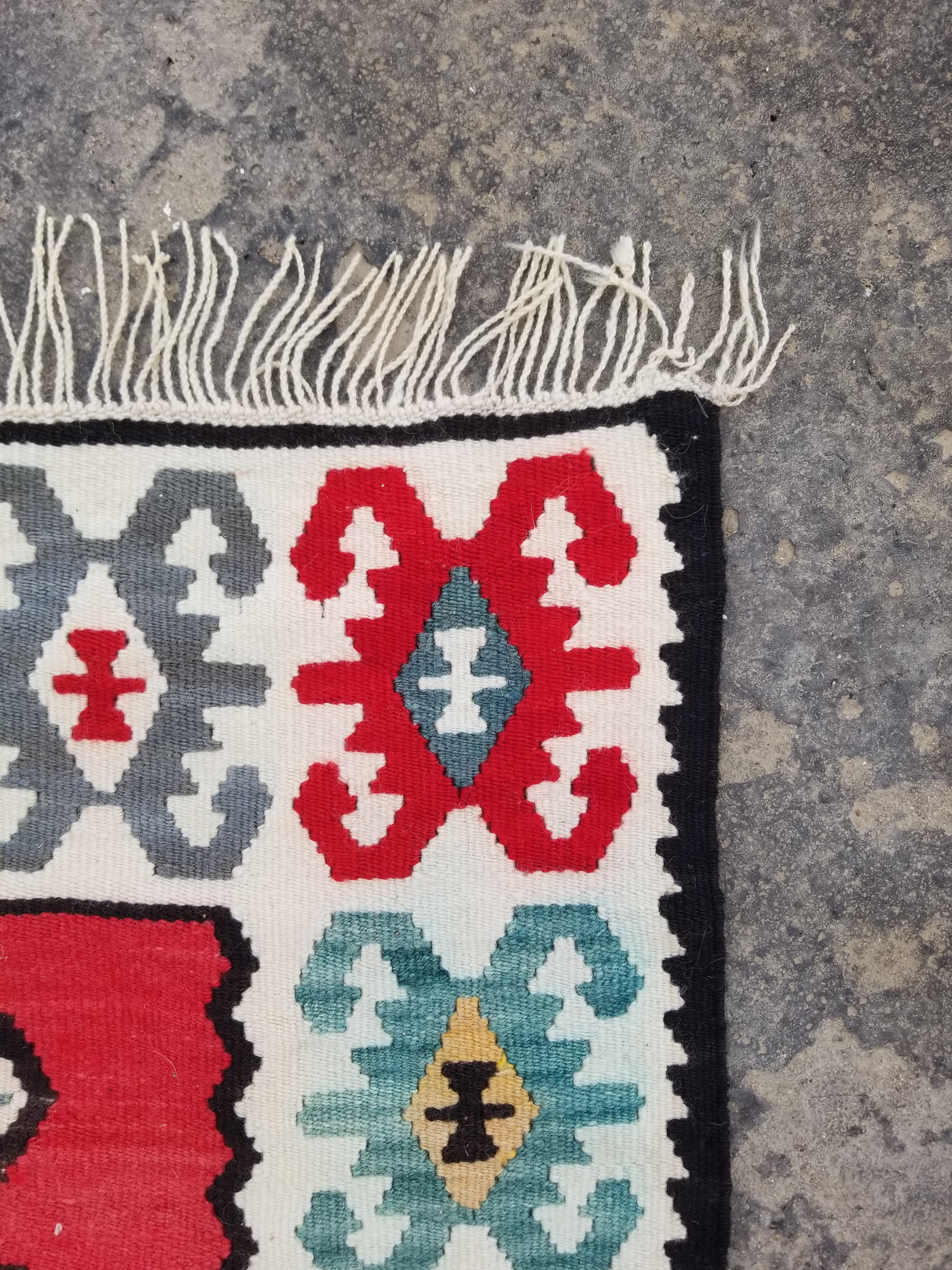 Vintage Traditional Handmade Turkish Wool Multicolor Kilim 127x66cm
