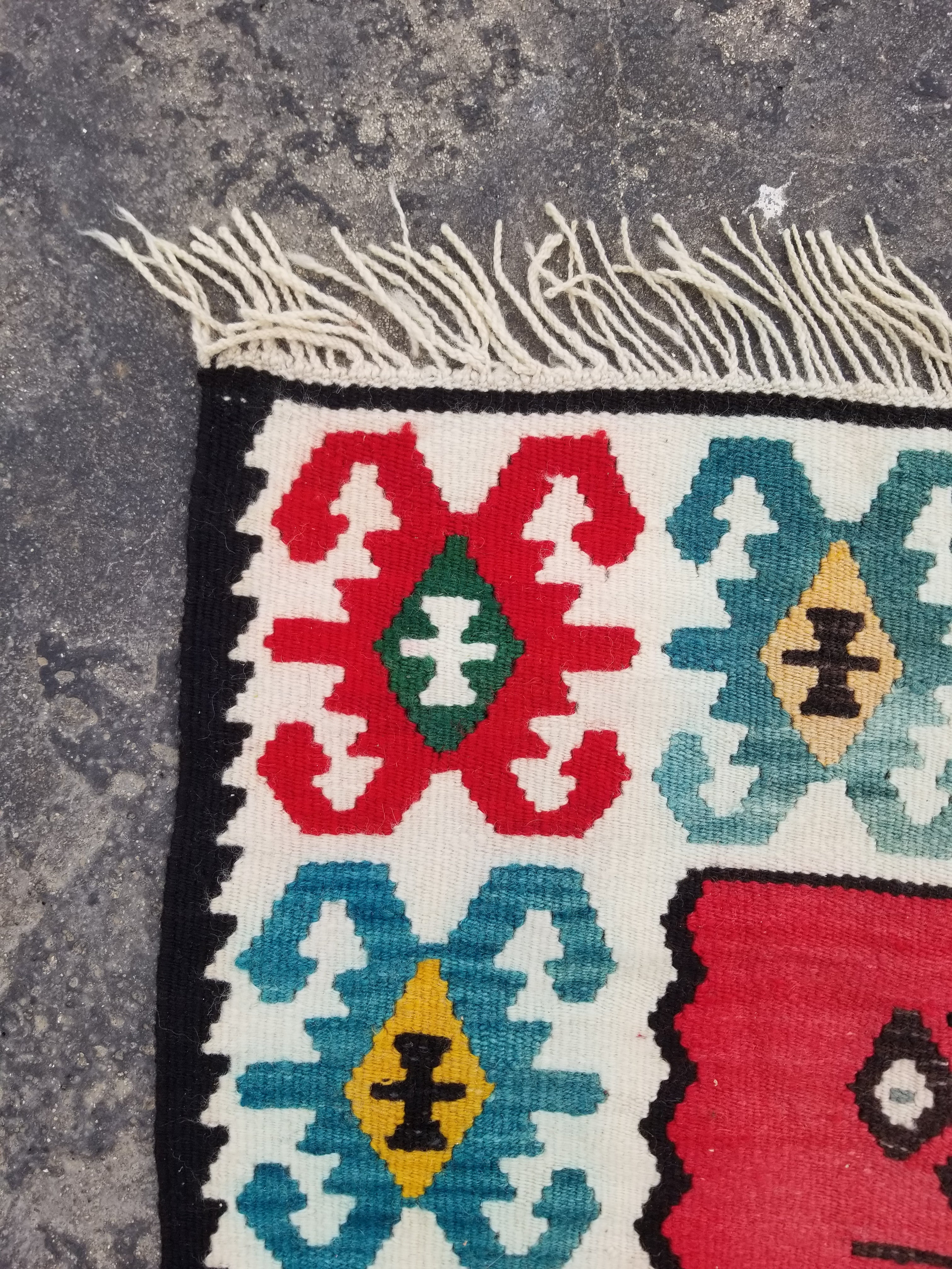 Vintage Traditional Handmade Turkish Wool Multicolor Kilim 127x66cm