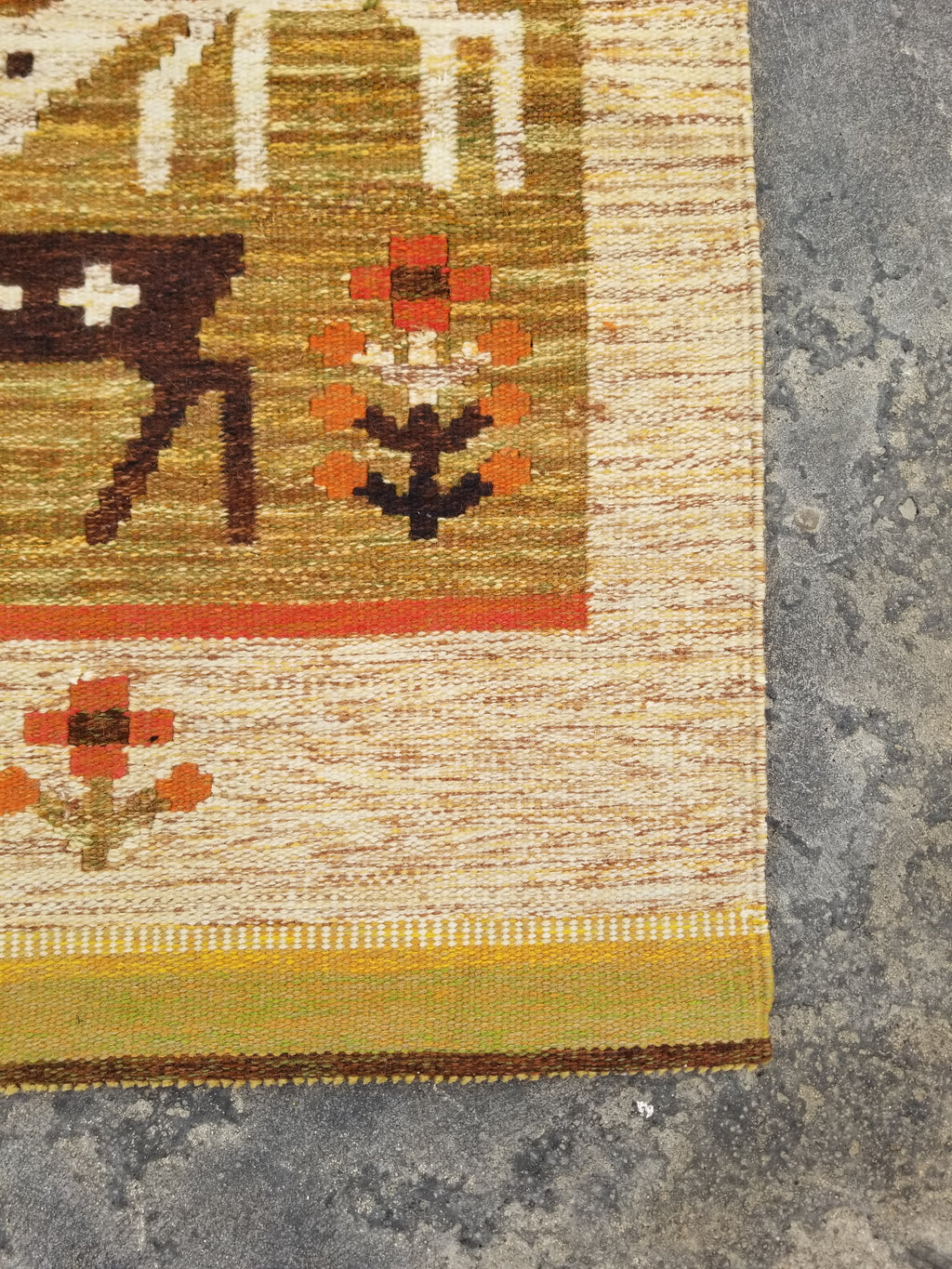Vintage Mid Century Handwoven Scandinavian Wool Wall Hanging Tapestry 93x73cm