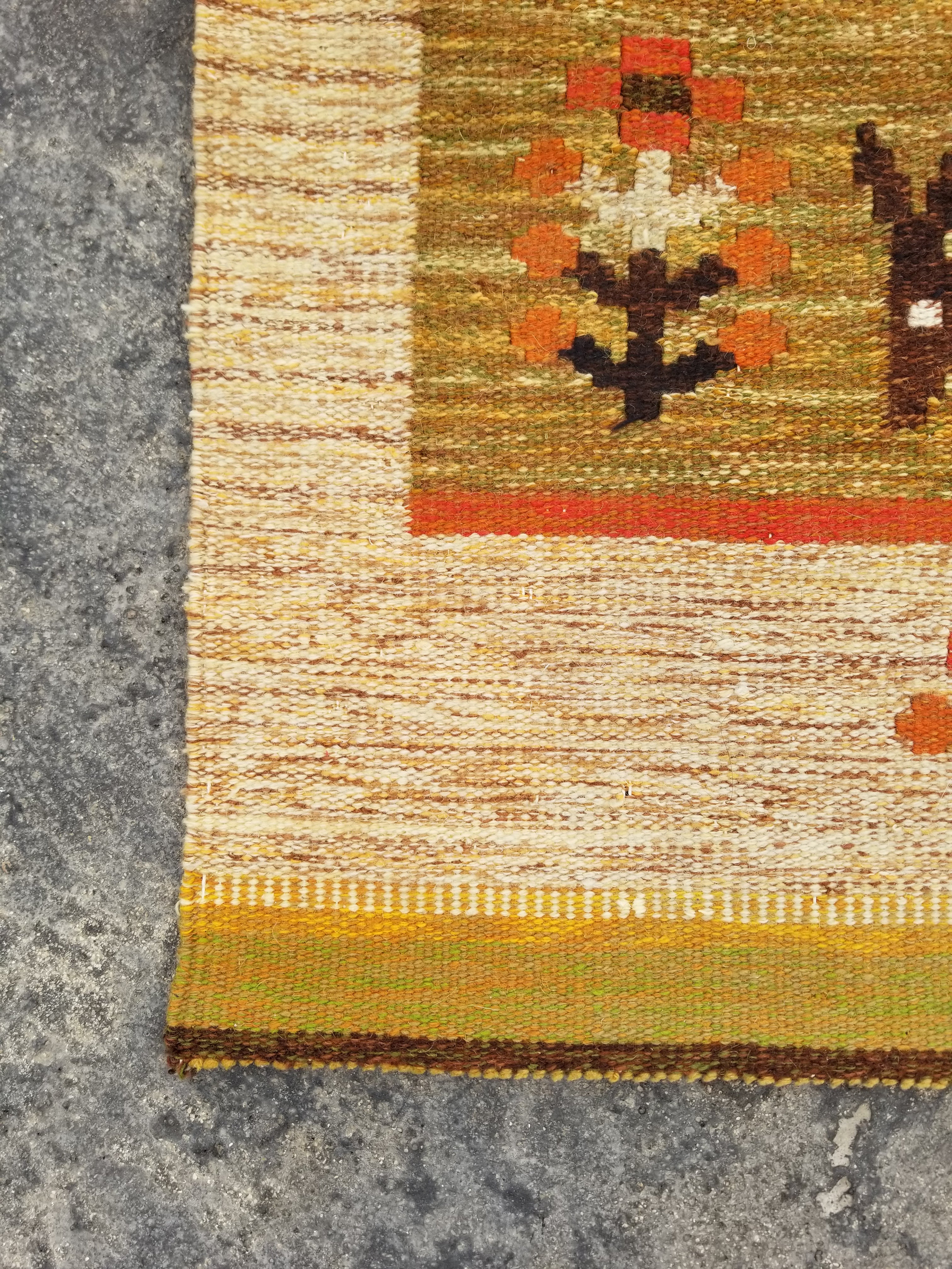 Vintage Mid Century Handwoven Scandinavian Wool Wall Hanging Tapestry 93x73cm