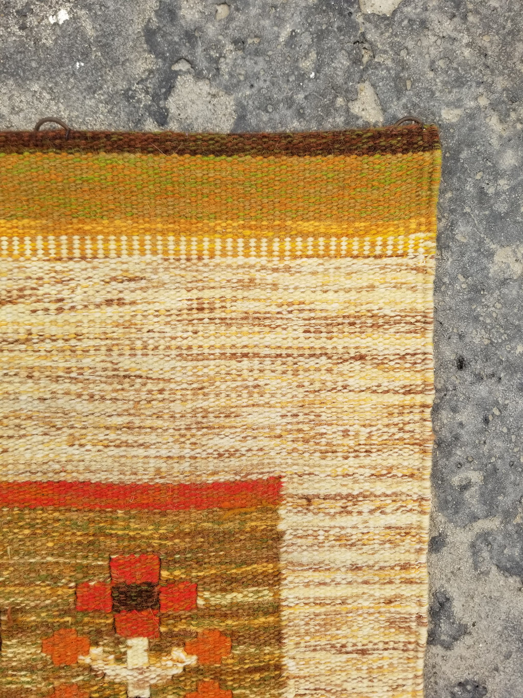 Vintage Mid Century Handwoven Scandinavian Wool Wall Hanging Tapestry 93x73cm