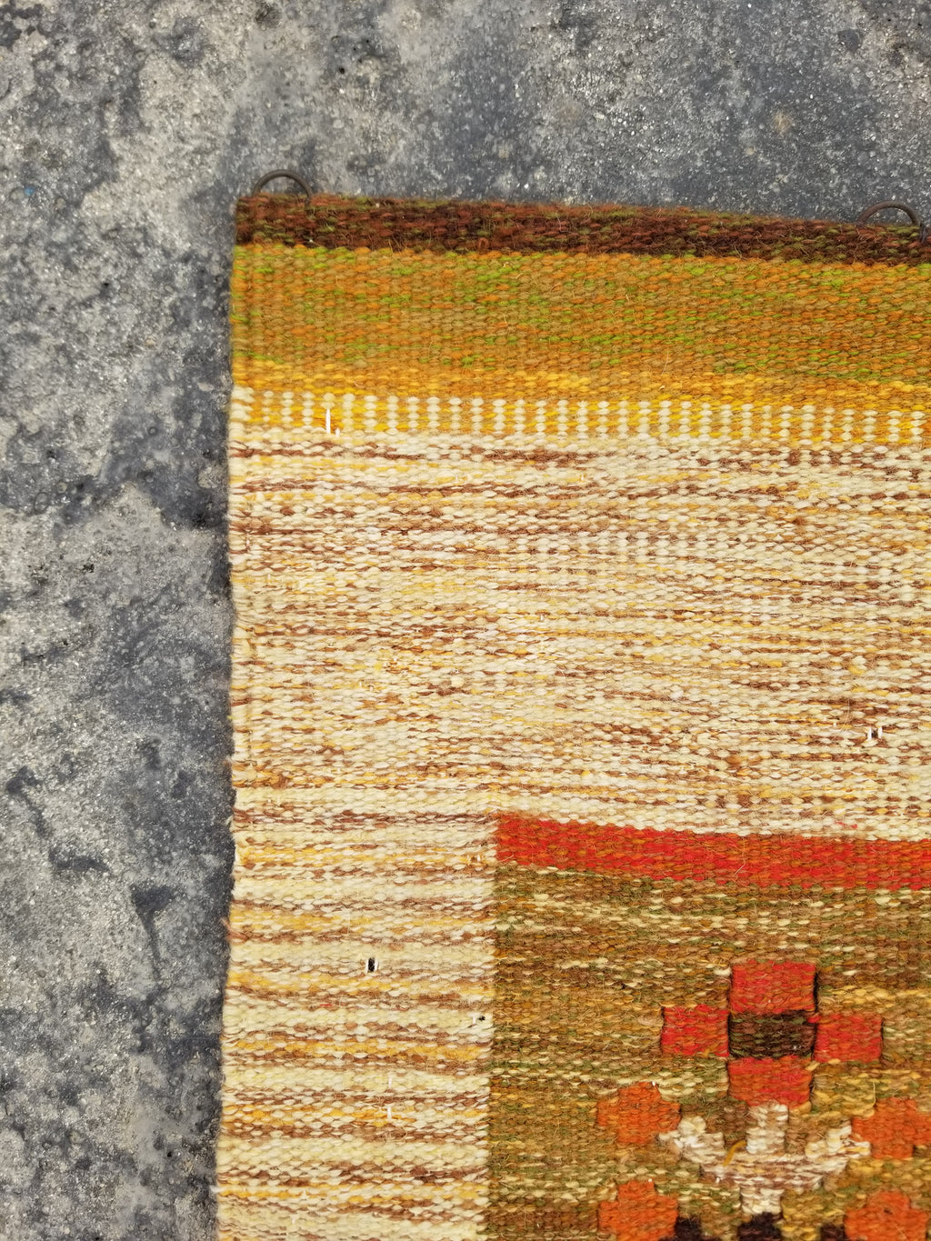 Vintage Mid Century Handwoven Scandinavian Wool Wall Hanging Tapestry 93x73cm