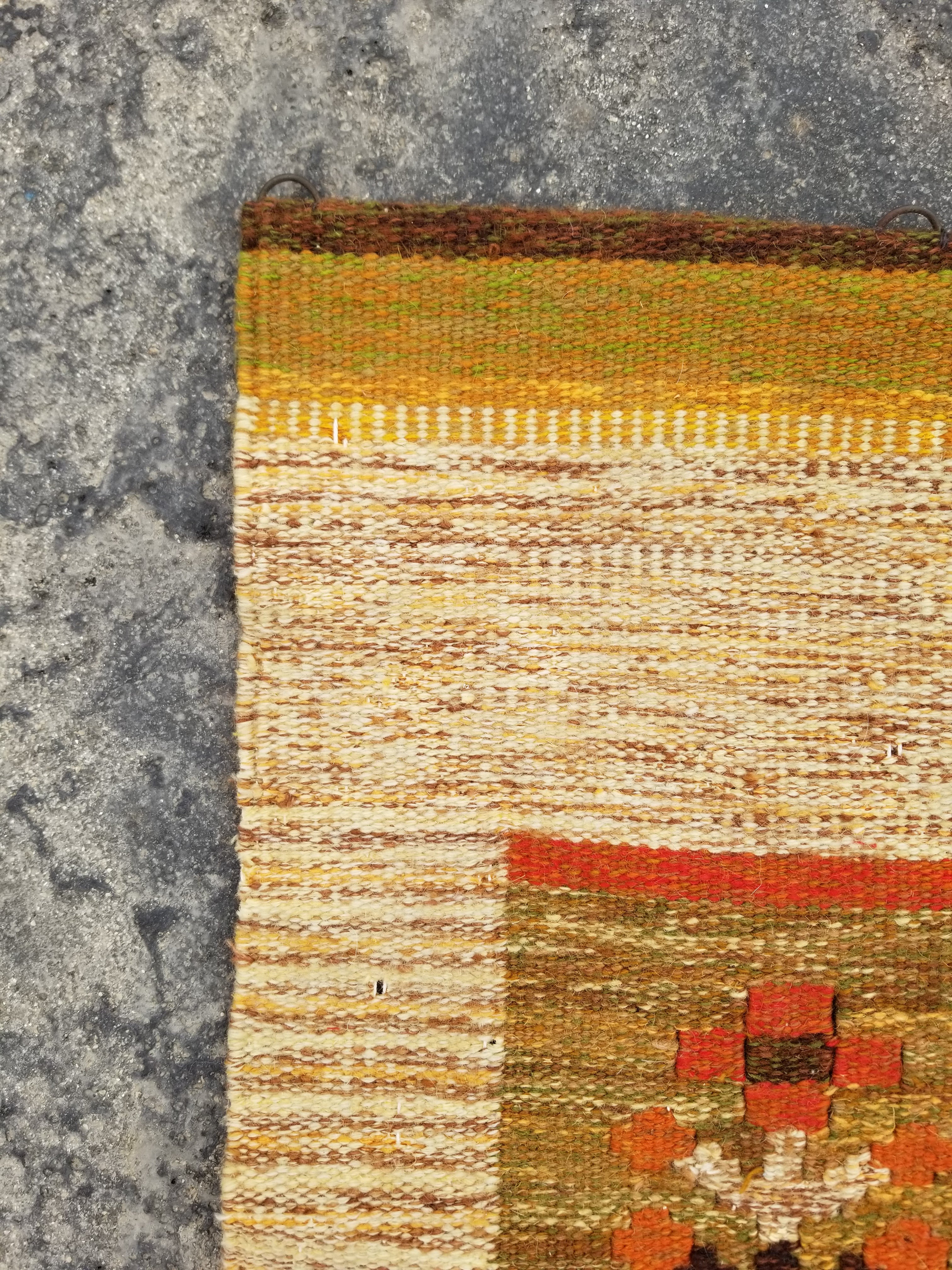 Vintage Mid Century Handwoven Scandinavian Wool Wall Hanging Tapestry 93x73cm