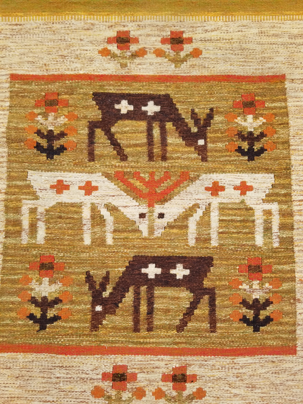 Vintage Mid Century Handwoven Scandinavian Wool Wall Hanging Tapestry 93x73cm