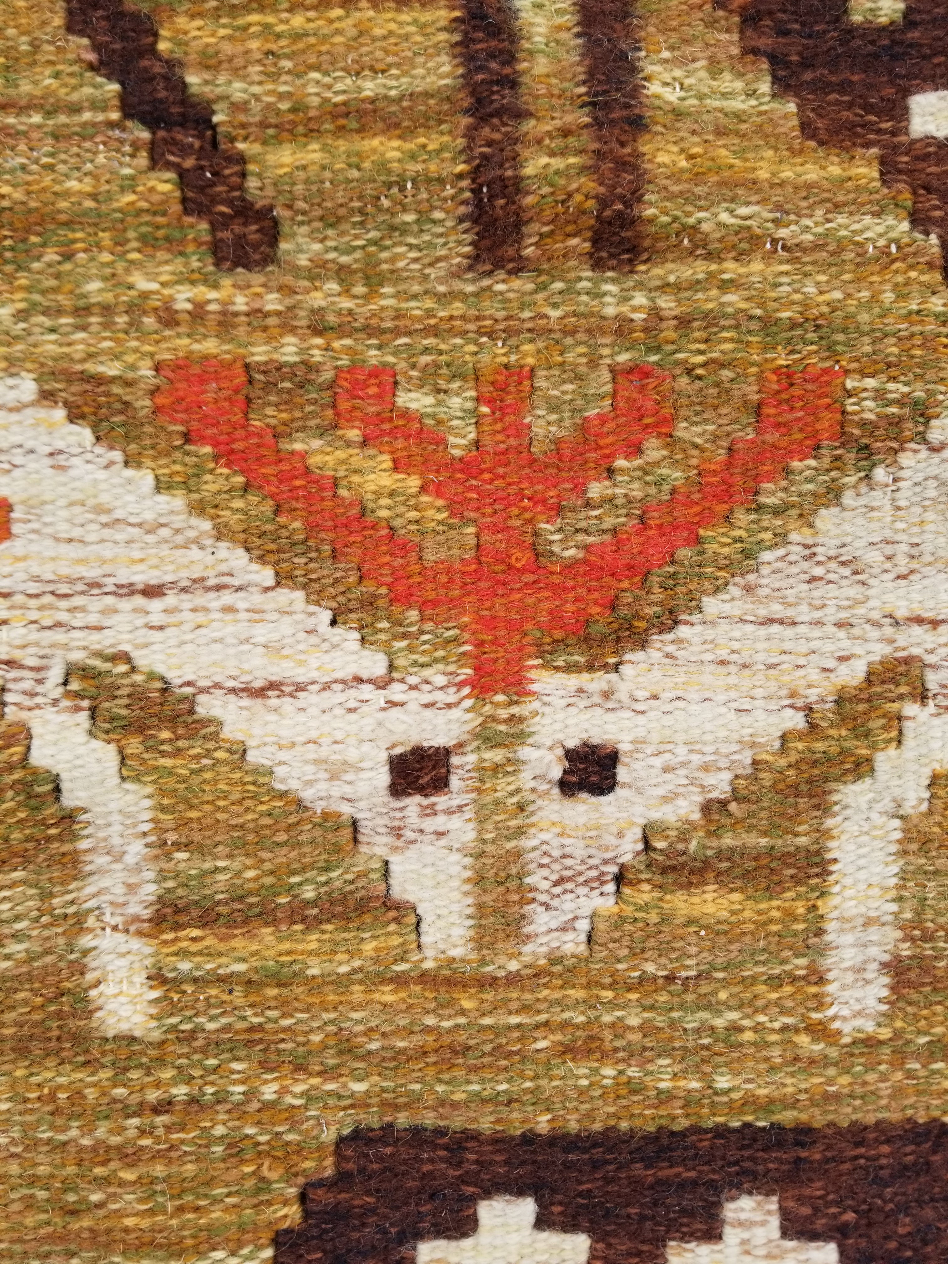 Vintage Mid Century Handwoven Scandinavian Wool Wall Hanging Tapestry 93x73cm