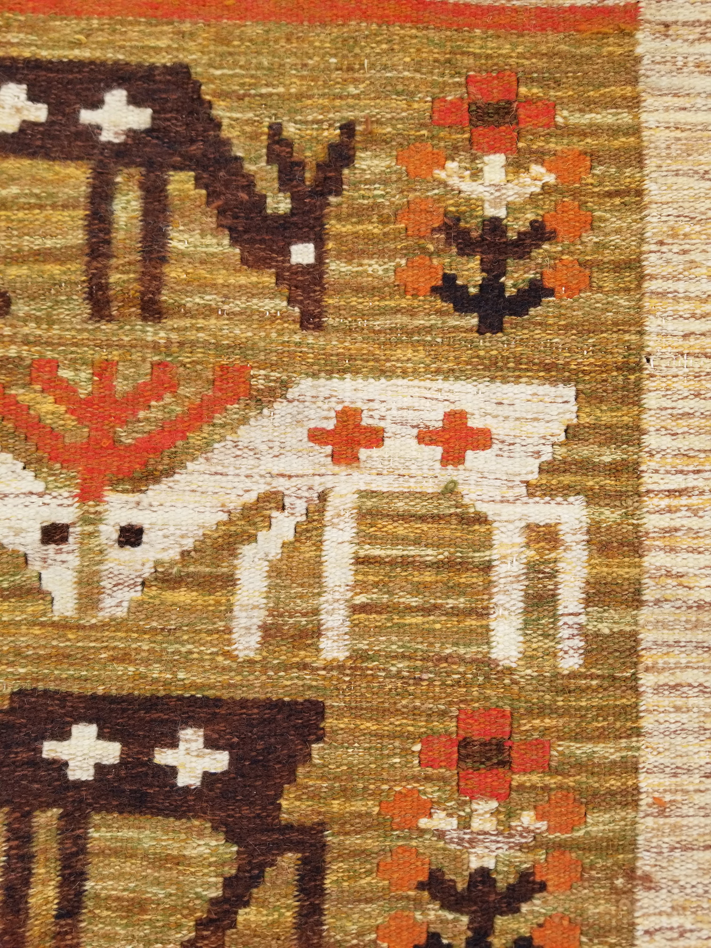 Vintage Mid Century Handwoven Scandinavian Wool Wall Hanging Tapestry 93x73cm
