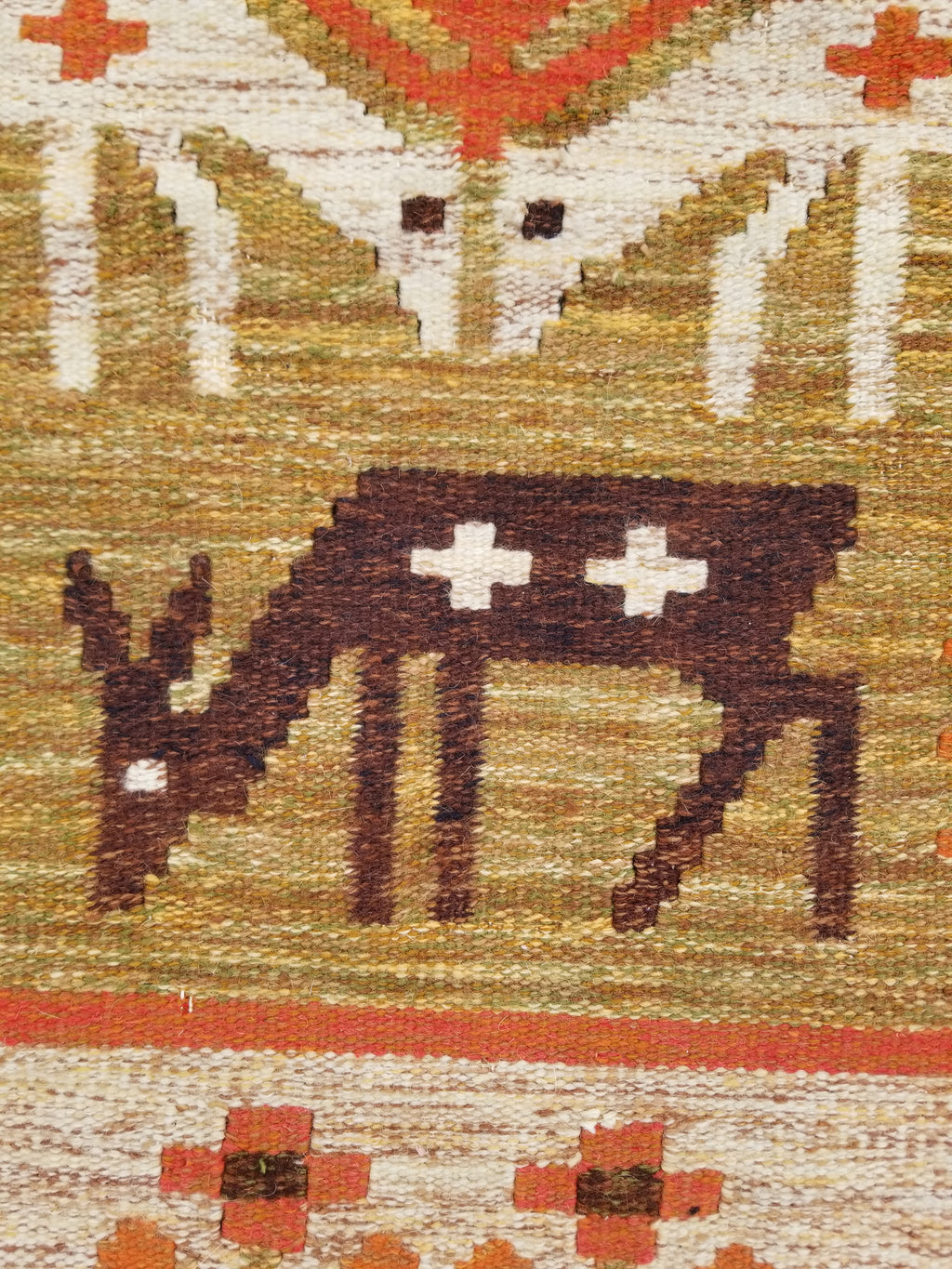 Vintage Mid Century Handwoven Scandinavian Wool Wall Hanging Tapestry 93x73cm